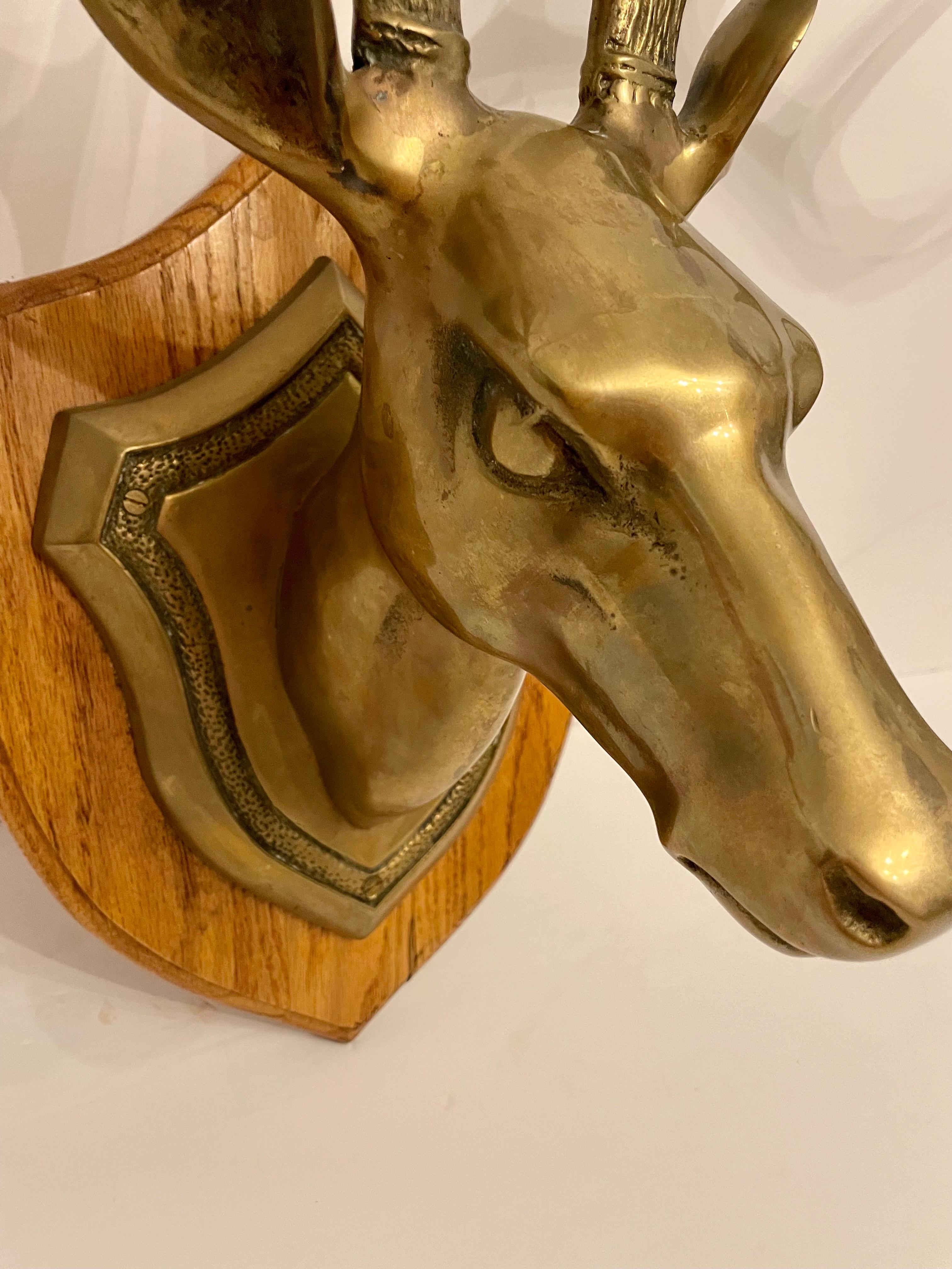 20th Century Solid Brass Ten Point Vegan Taxidermy Deer Mount