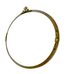 Solid Brass 31" Wide Oval Beveled Art Nouveau Style Wall Mirror Nice Patina 1920