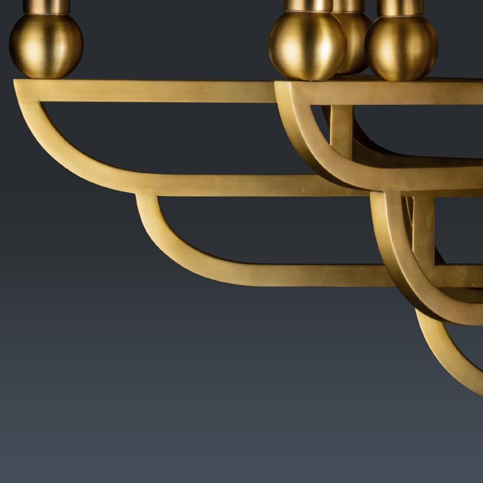Art Déco Lampadario per esterni Adelphi in ottone massiccio di Elisterno in vendita
