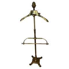 Solid Brass Adjustable Valet With Wallet Pants and Coat Holder and Acorn Detail