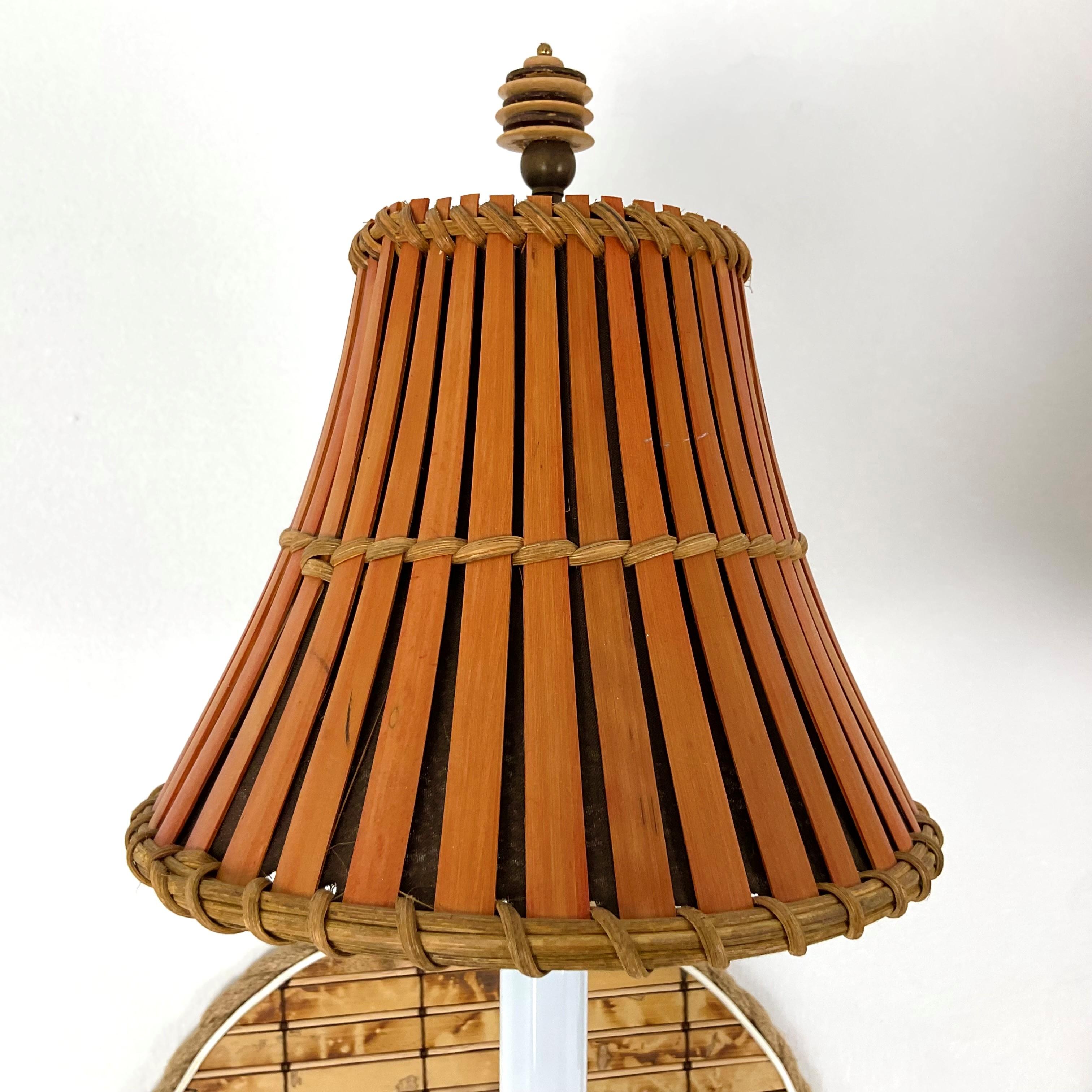 Late 20th Century Solid Brass and Bamboo Elephant Sconces with Bamboo Shades For Sale