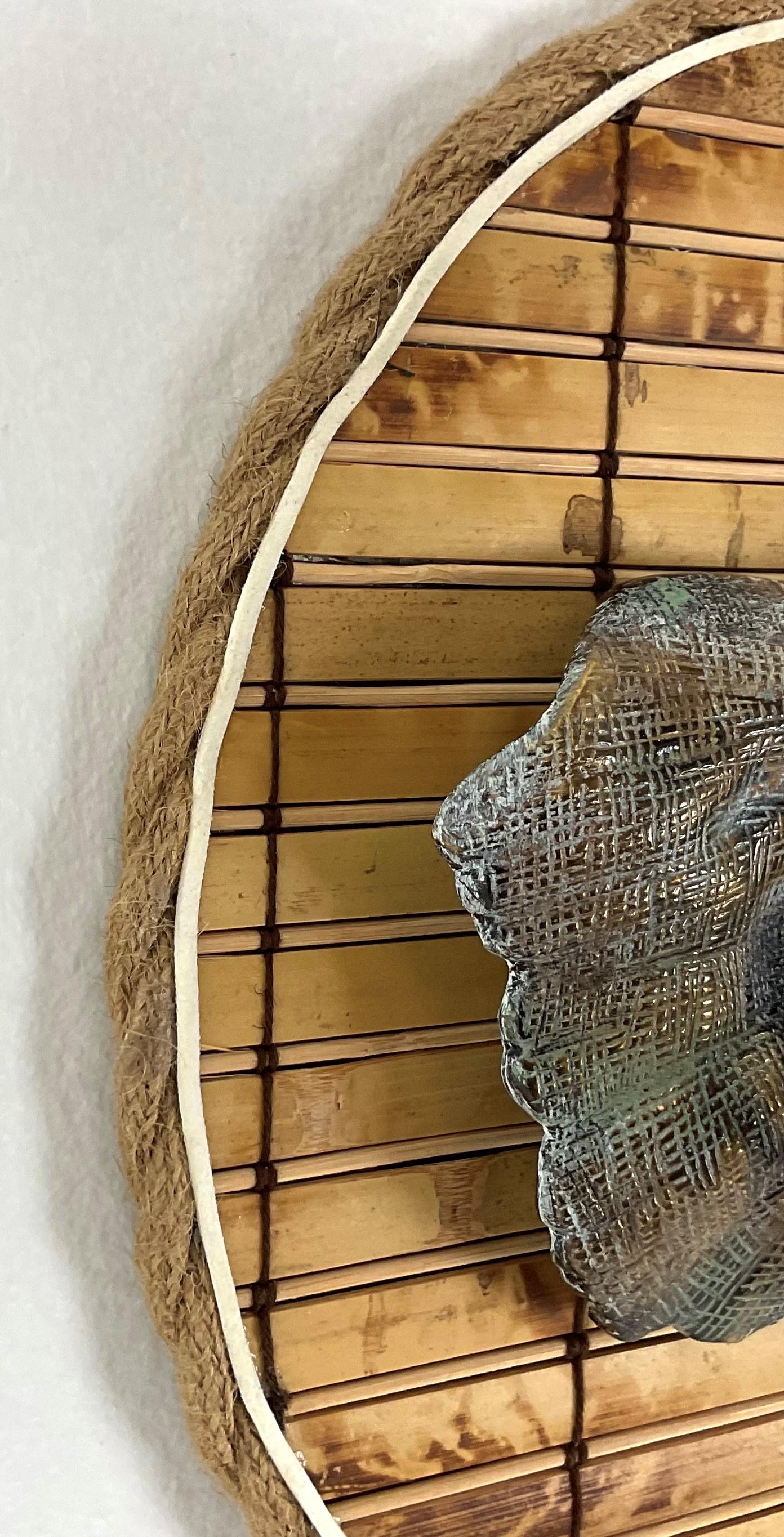 Solid Brass and Bamboo Elephant Sconces with Bamboo Shades For Sale 1