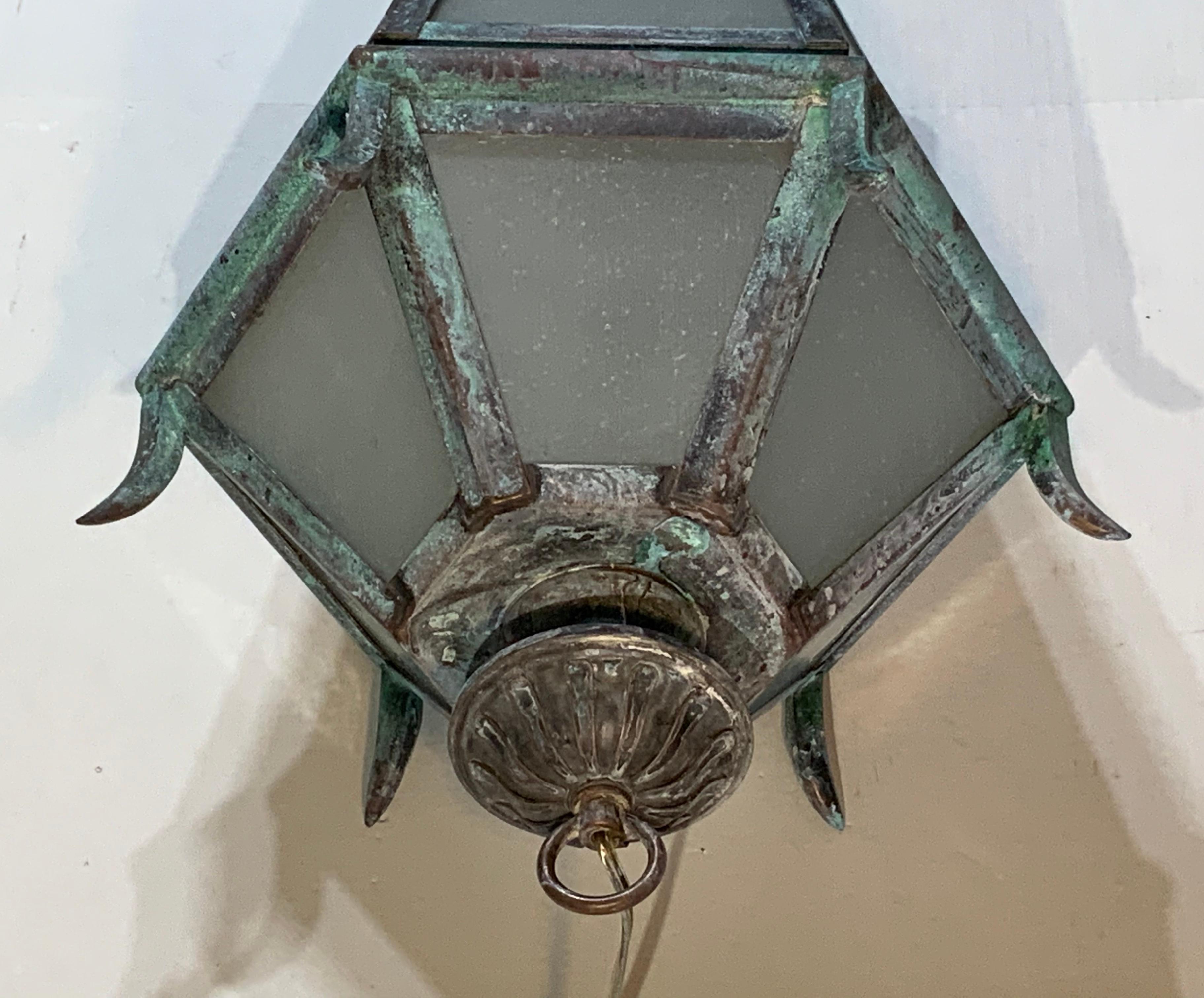 American Solid Brass and Bronze Hanging Lantern