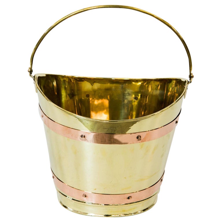 Solid Brass and Copper Oval Bucket at 1stDibs