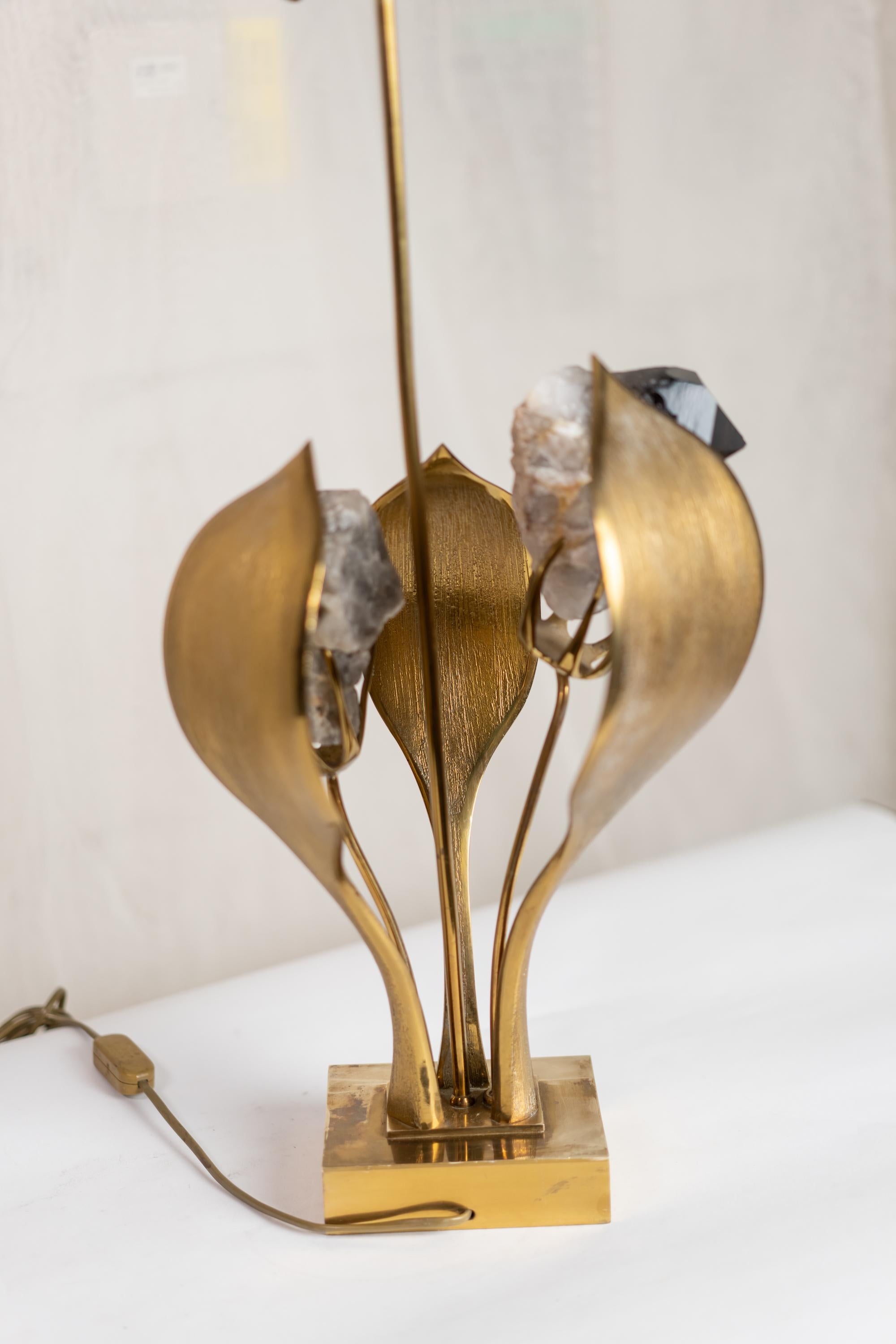 Solid Brass and Gilt Bronze Table Lamp by Willy Daro 1