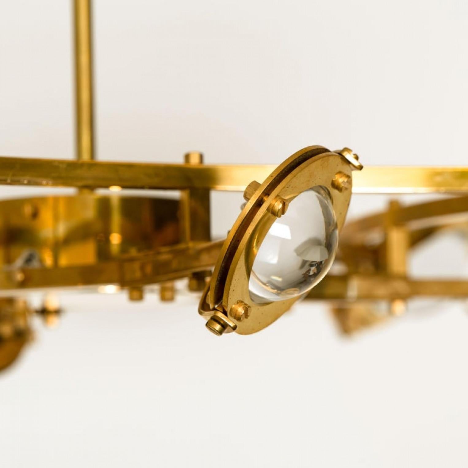 Solid Brass and Glass Flush Mount Chandelier 