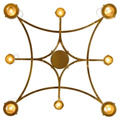 Solid Brass and Glass Flush Mount Chandelier "Jewel"