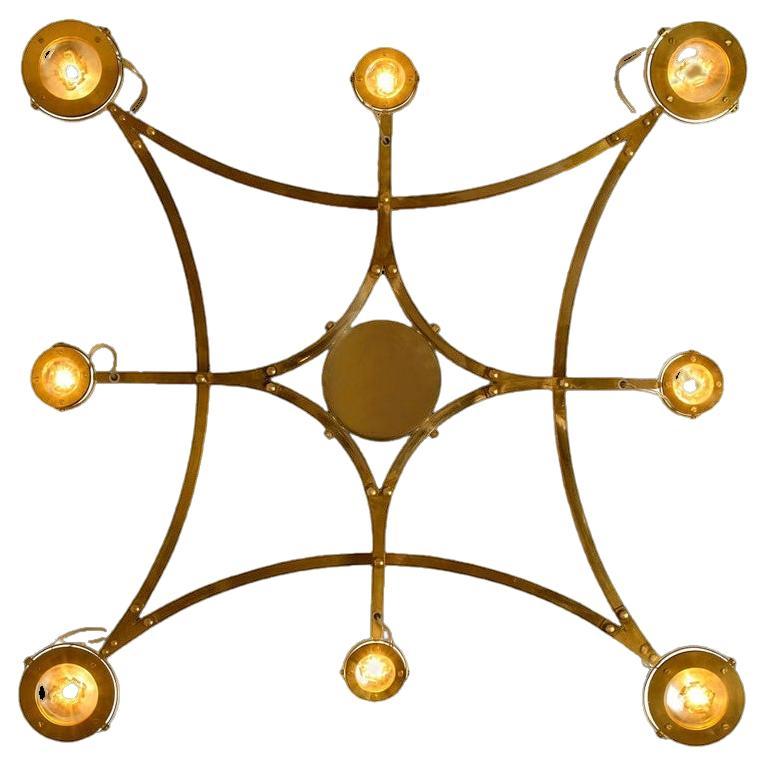 Solid Brass and Glass Flush Mount Chandelier "Jewel"