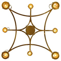 Solid Brass and Glass Flush Mount Chandelier "Jewel"