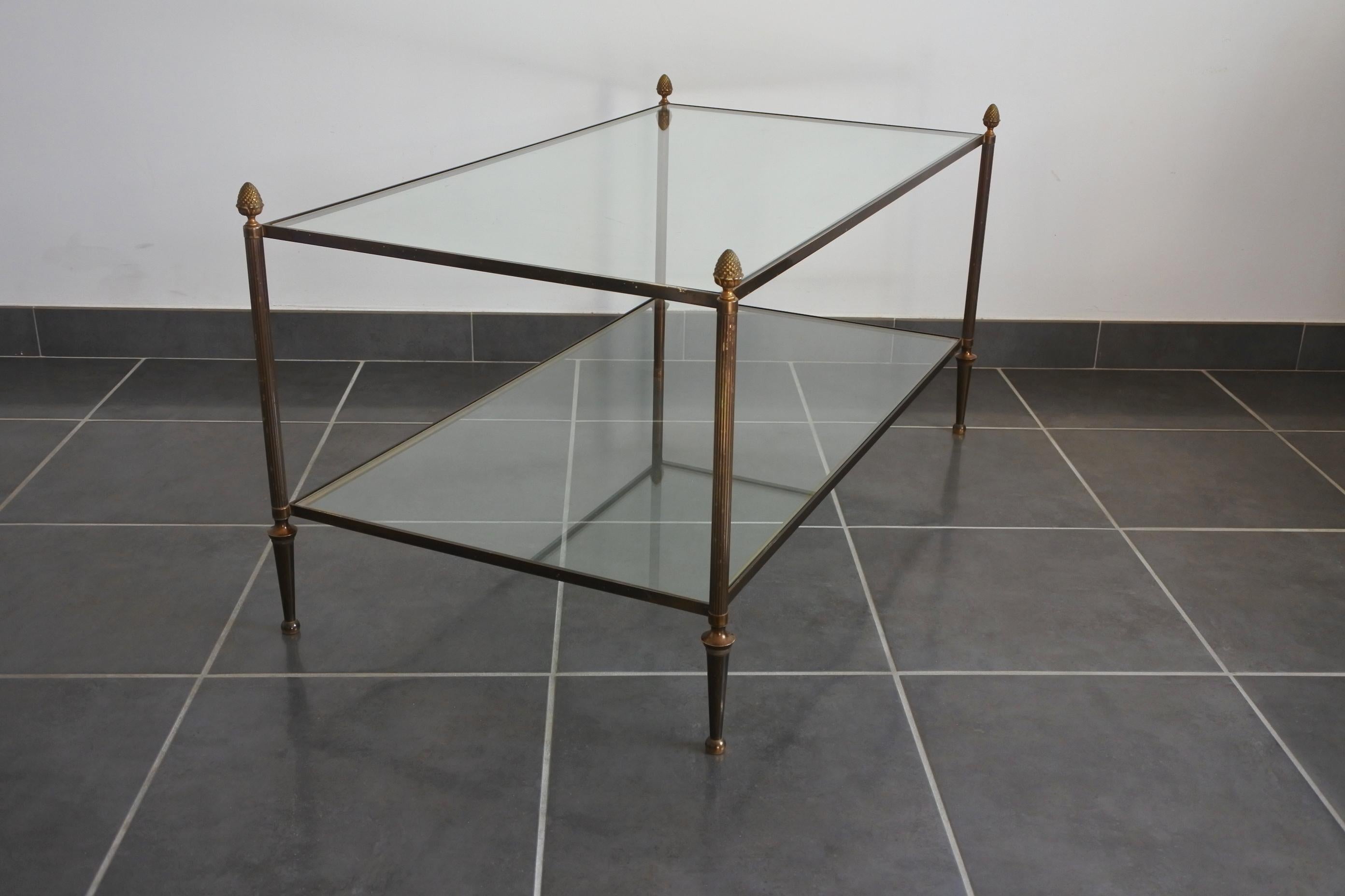 Solid Brass and Glass Two-Tier Coffee Table 4