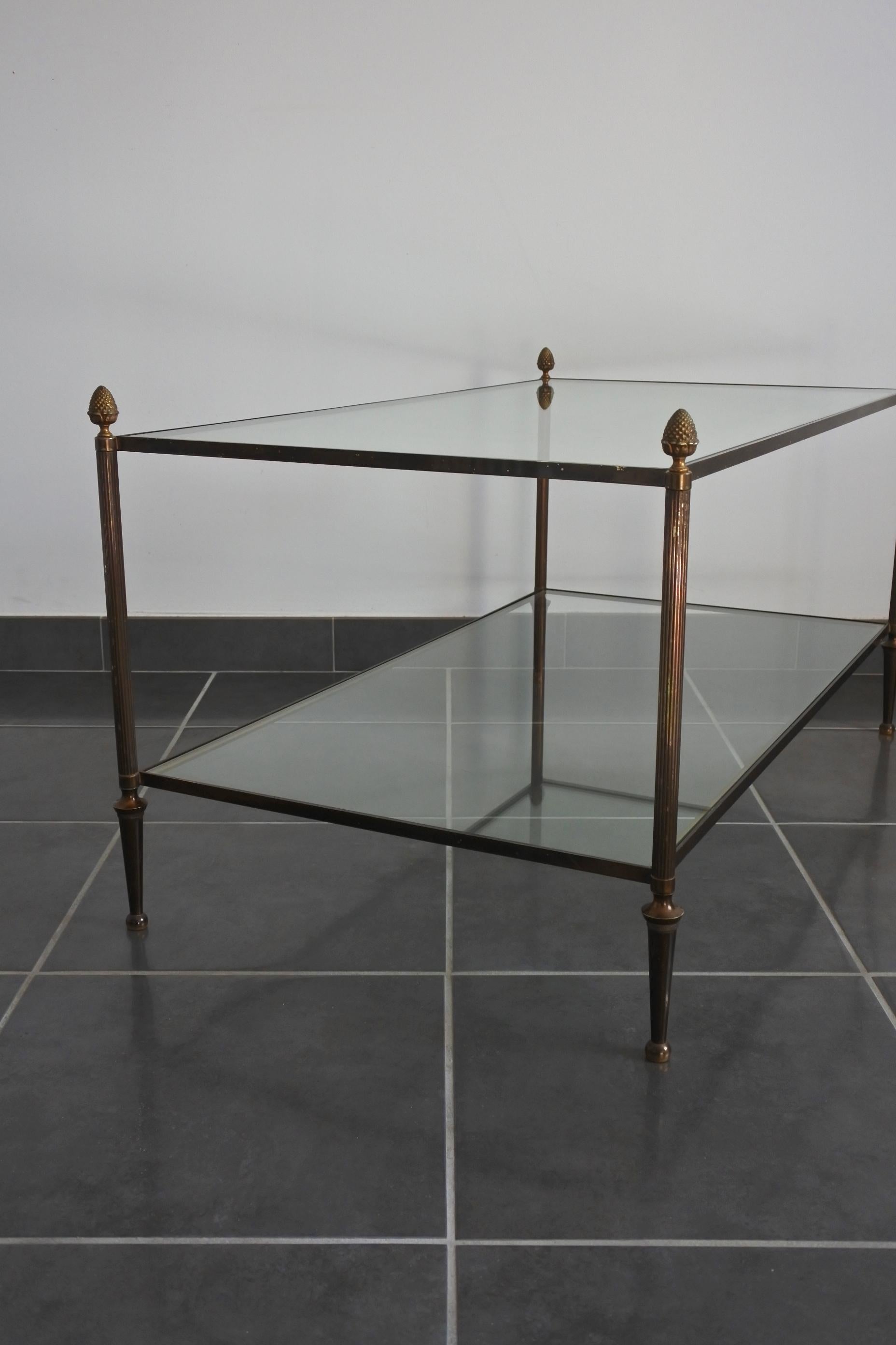 Solid Brass and Glass Two-Tier Coffee Table 5
