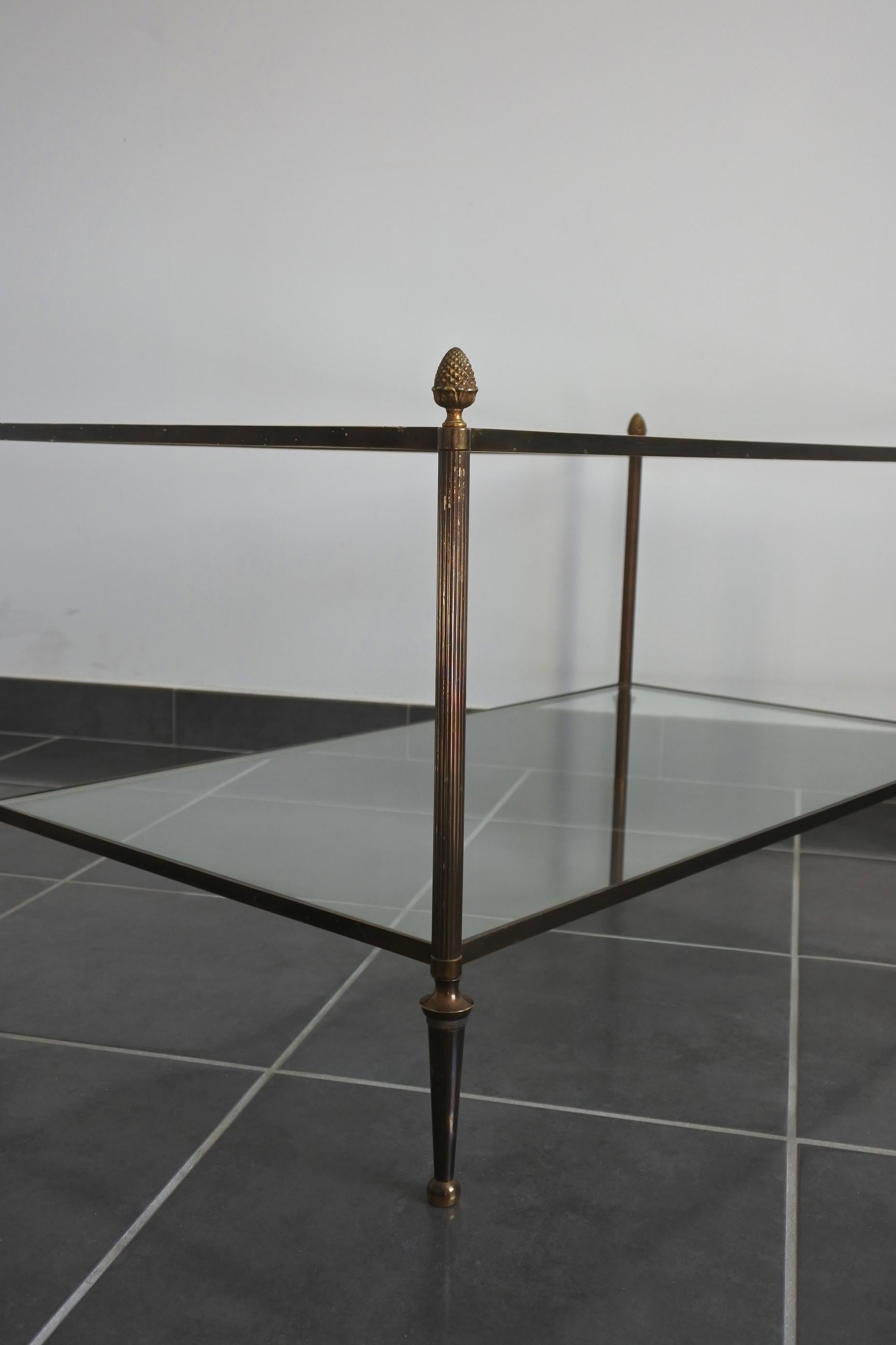 Solid Brass and Glass Two-Tier Coffee Table 6