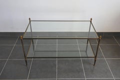 Solid Brass and Glass Two-Tier Coffee Table