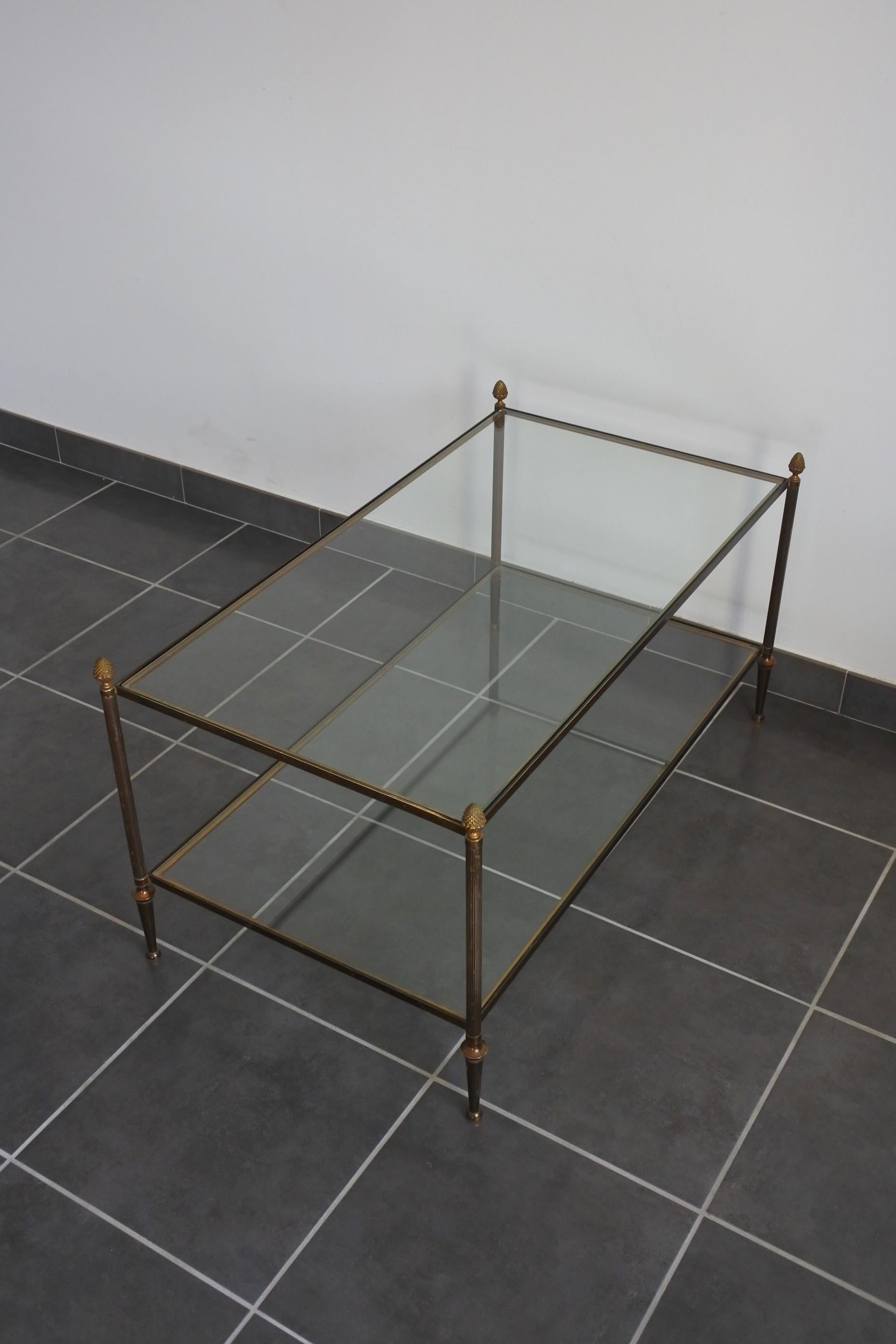 Solid Brass and Glass Two-Tier Coffee Table 1