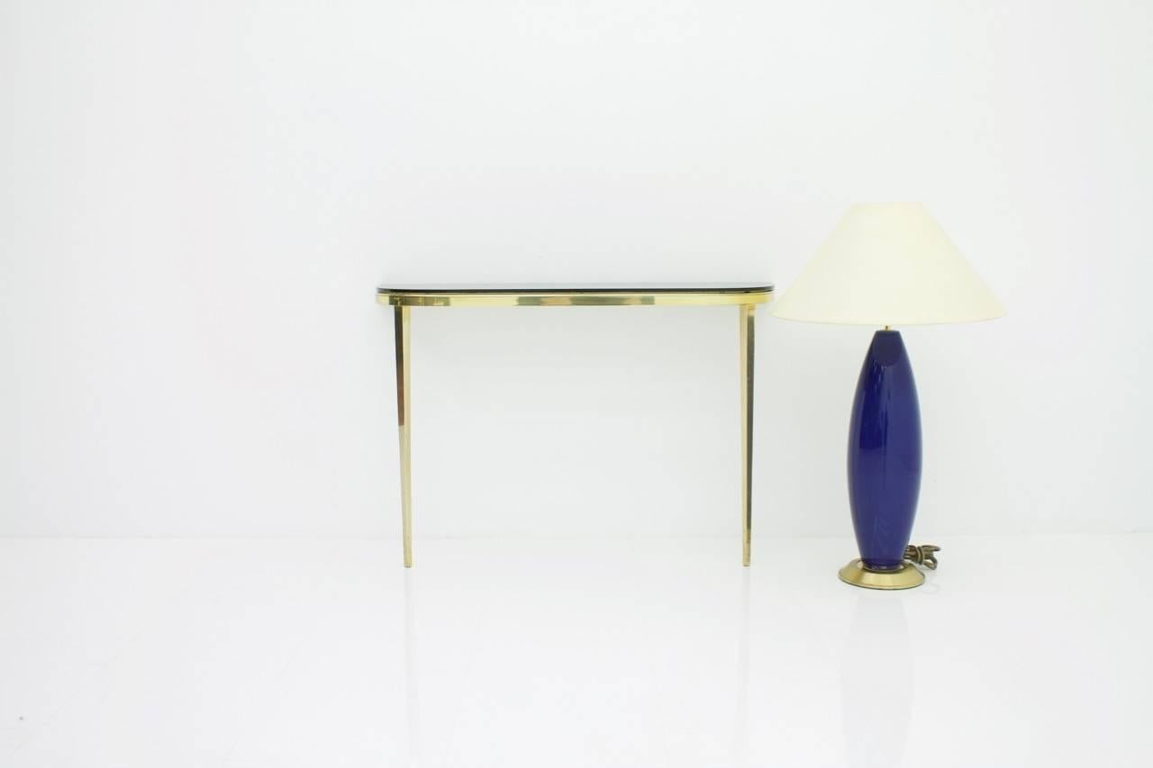 Solid Brass and Glass Wall Console, 1960s (Mitte des 20. Jahrhunderts) im Angebot