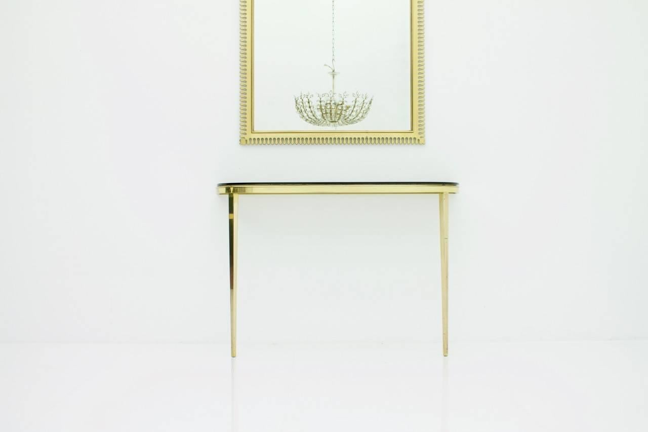 Solid Brass and Glass Wall Console, 1960s im Angebot 2