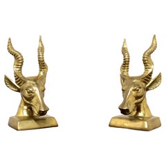 Solid Brass Antelope Bookends - Pair