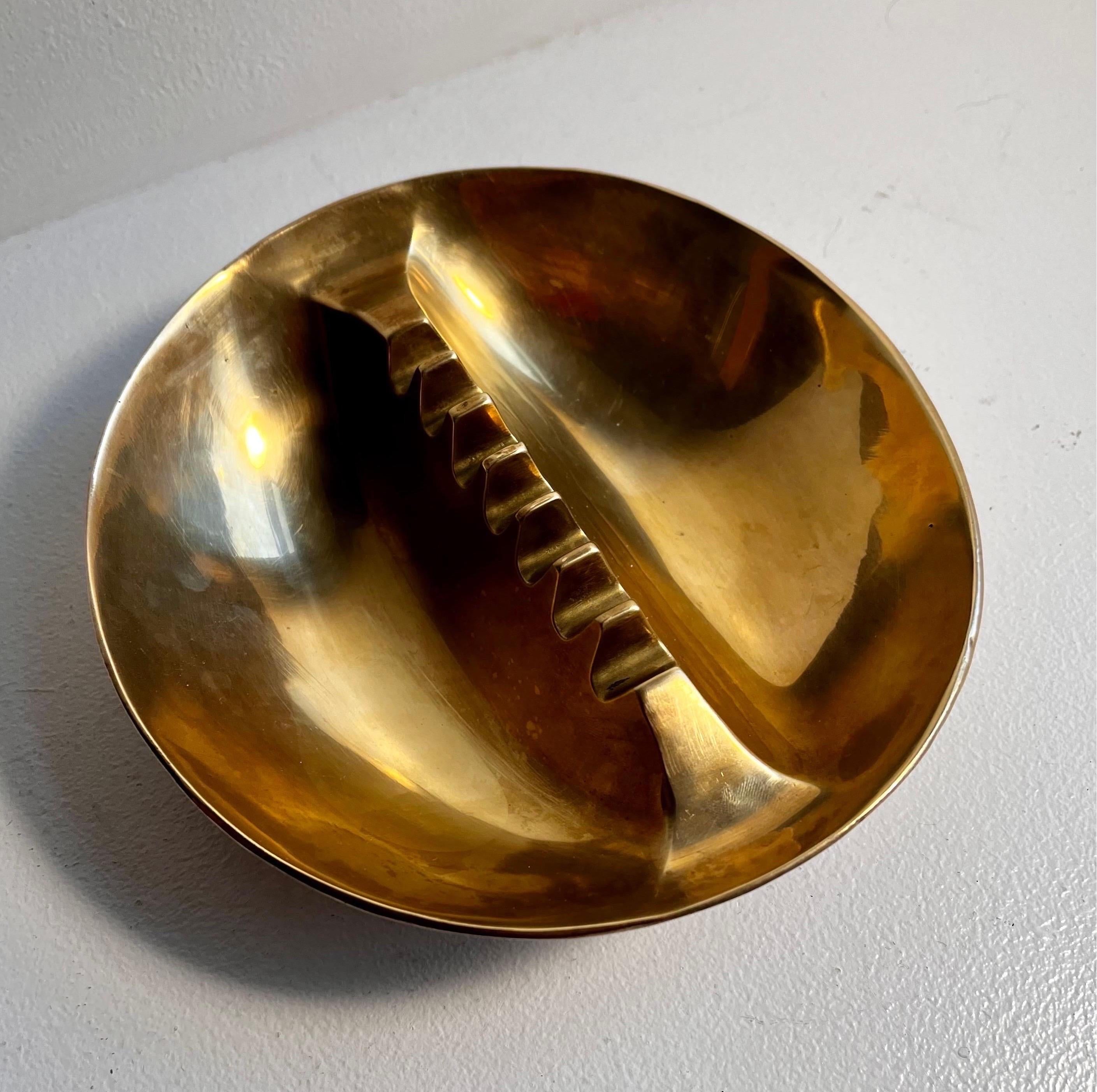 Late 20th Century Solid Brass Ashtray, circa 1970 For Sale