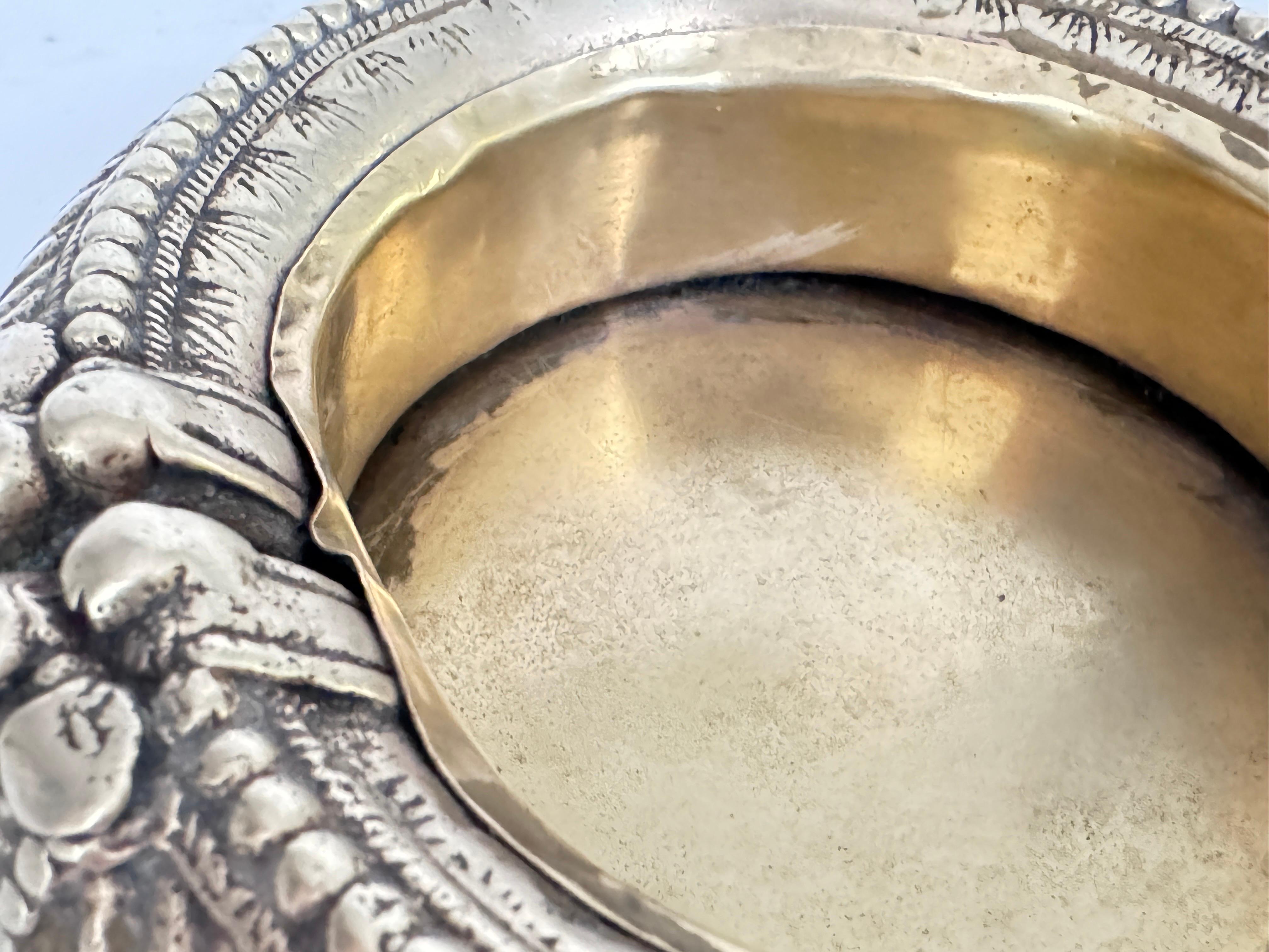 Solid Brass Ashtray Old Patina France 1960 Gold Color For Sale 7