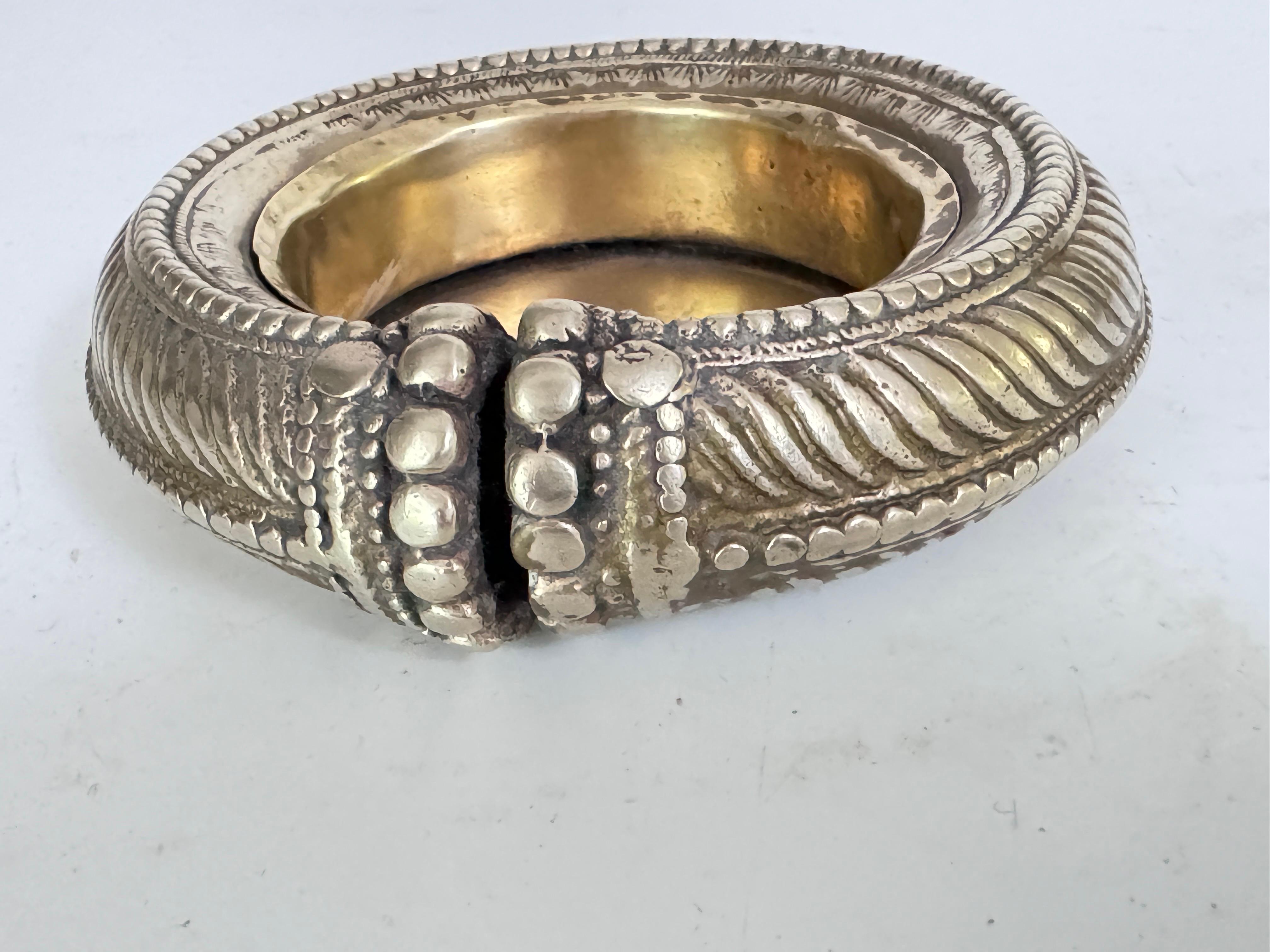 Solid Brass Ashtray Old Patina France 1960 Gold Color For Sale 8