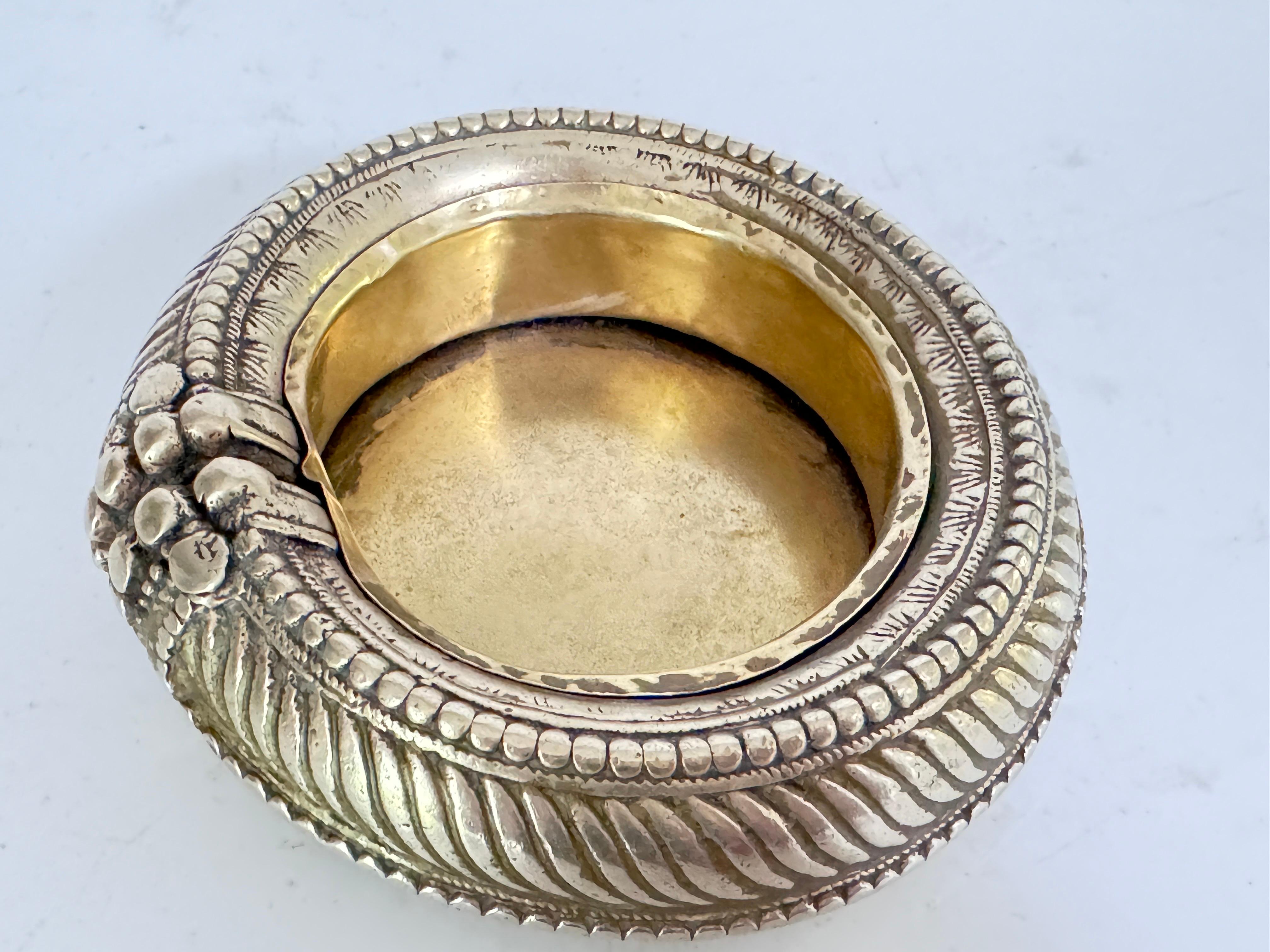 Mid-20th Century Solid Brass Ashtray Old Patina France 1960 Gold Color For Sale