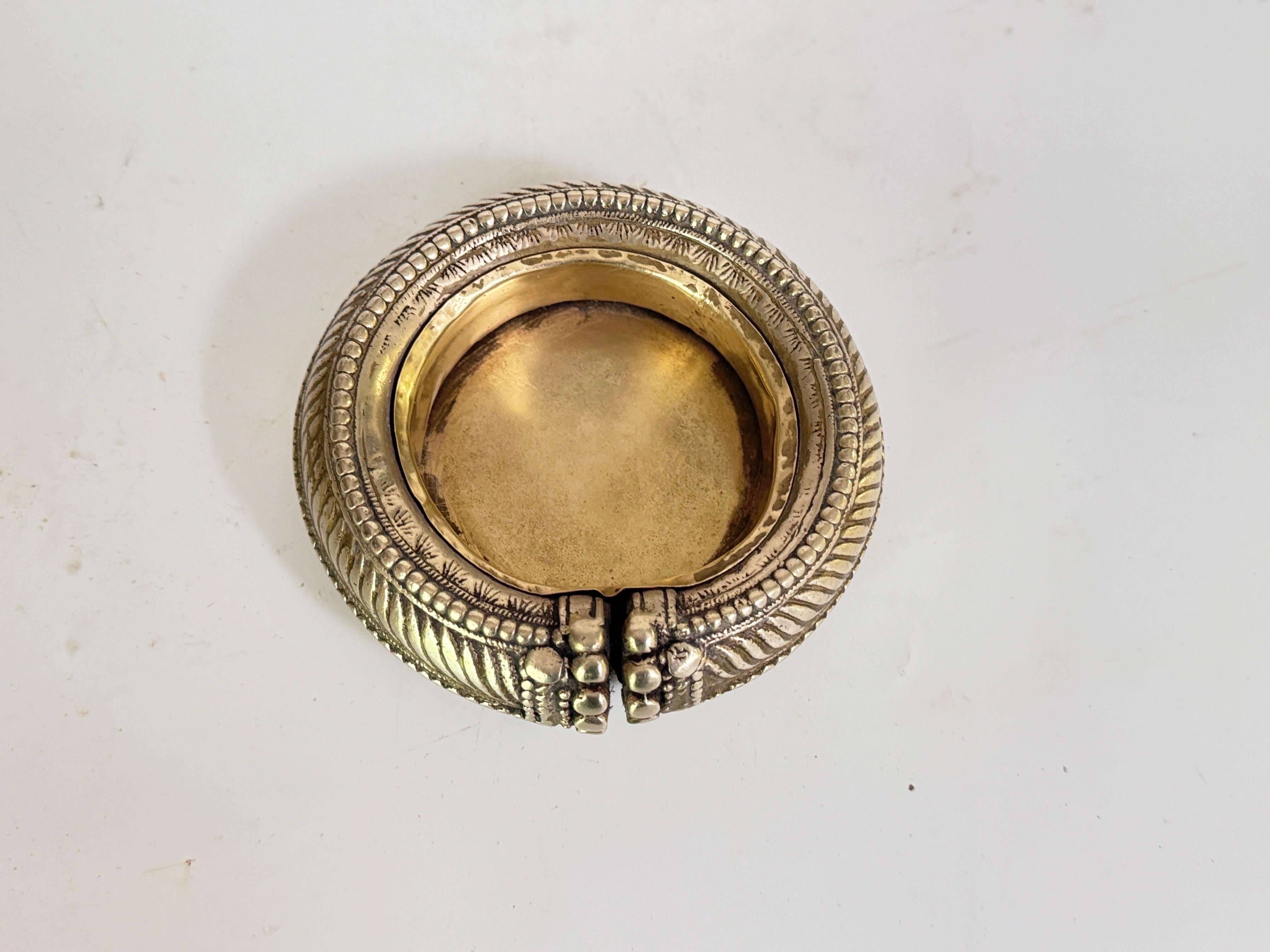 Solid Brass Ashtray Old Patina France 1960 Gold Color For Sale 1