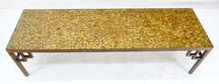 Solid Brass Base Golden Glass Mosaic Top 60" Long Rectangle Coffee Table c1960s