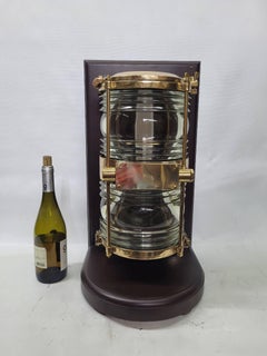 Solid Brass Beacon Light Mounted to a Wood Base