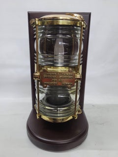 Solid Brass Beacon Light Mounted to a Wood Base