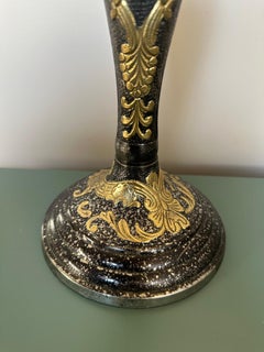 Solid Brass Black and Gold Hand Etched Candlestick