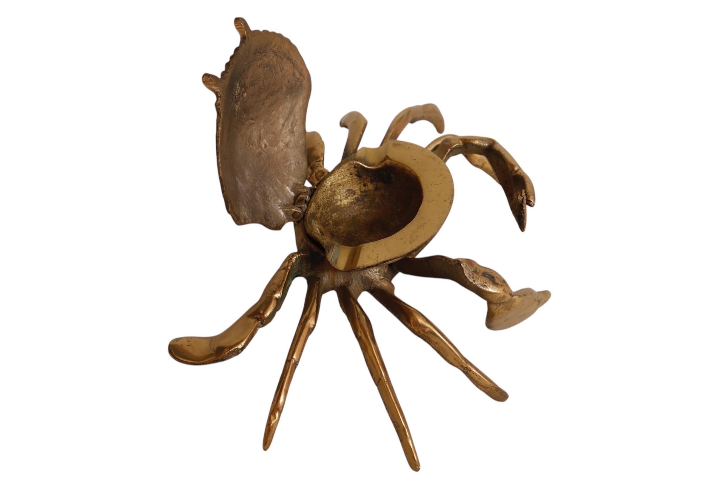 Solid Brass Blue Crab Ashtray 1
