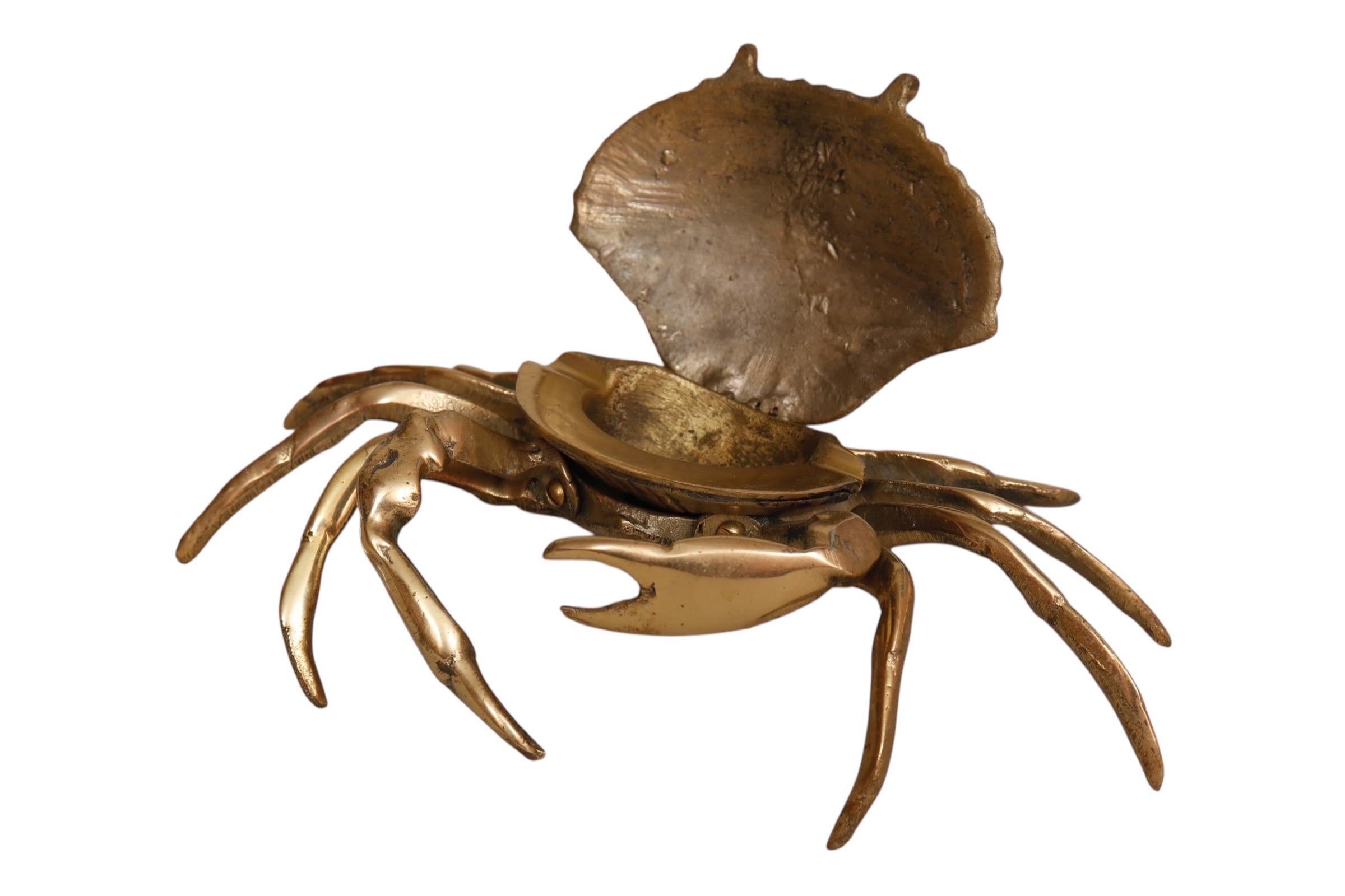 Solid Brass Blue Crab Ashtray 2