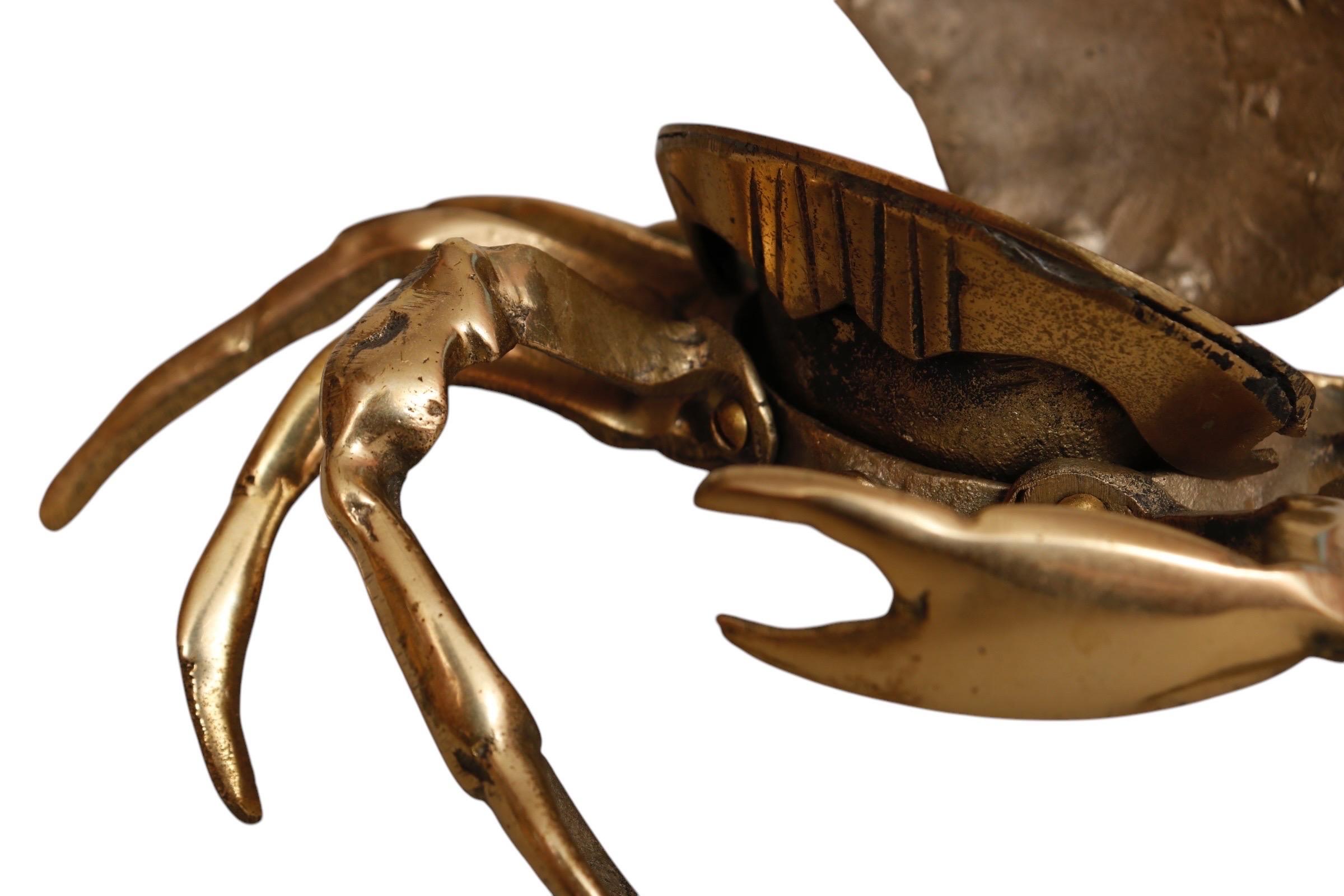 Solid Brass Blue Crab Ashtray 3