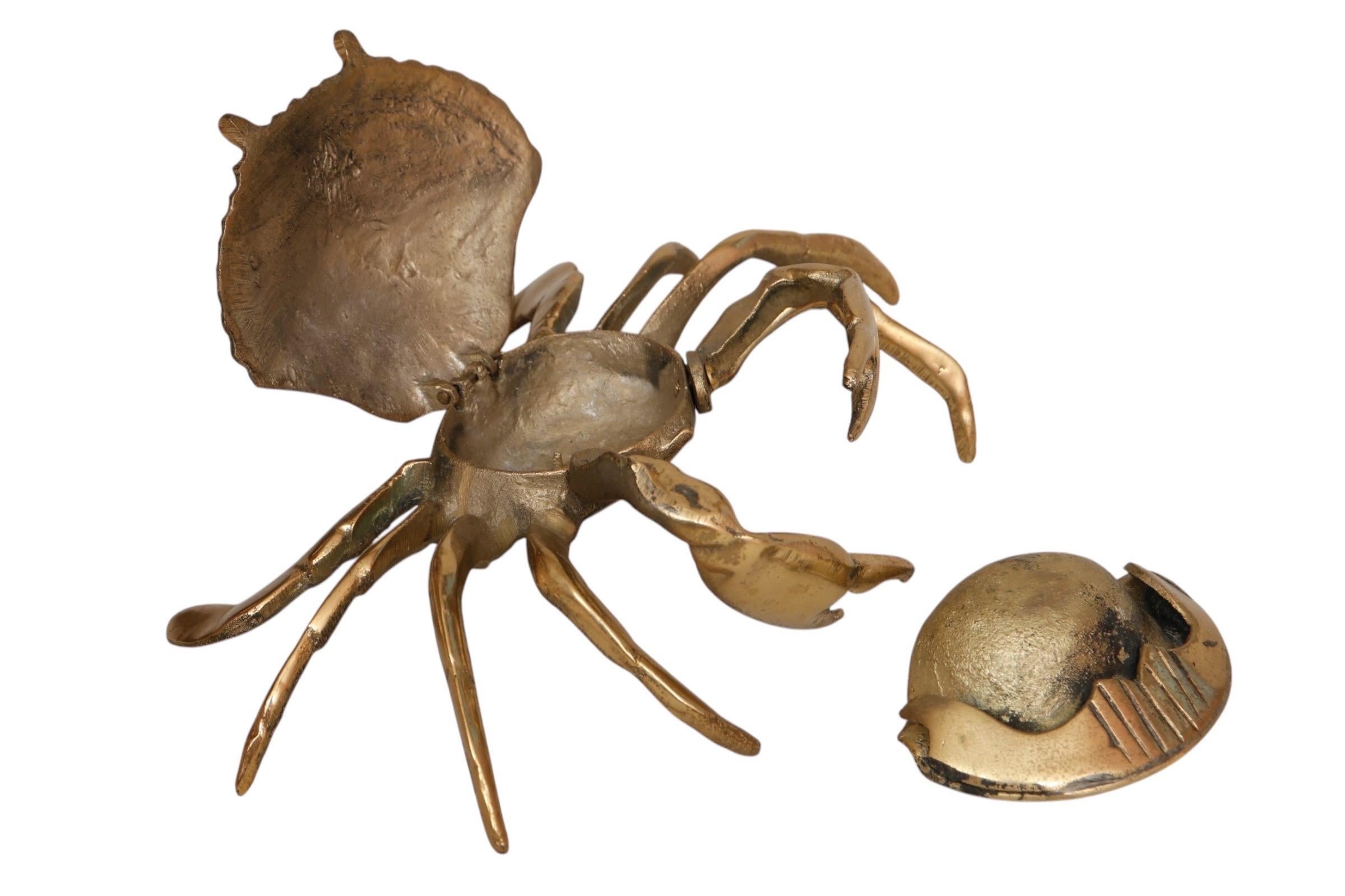 Solid Brass Blue Crab Ashtray 4