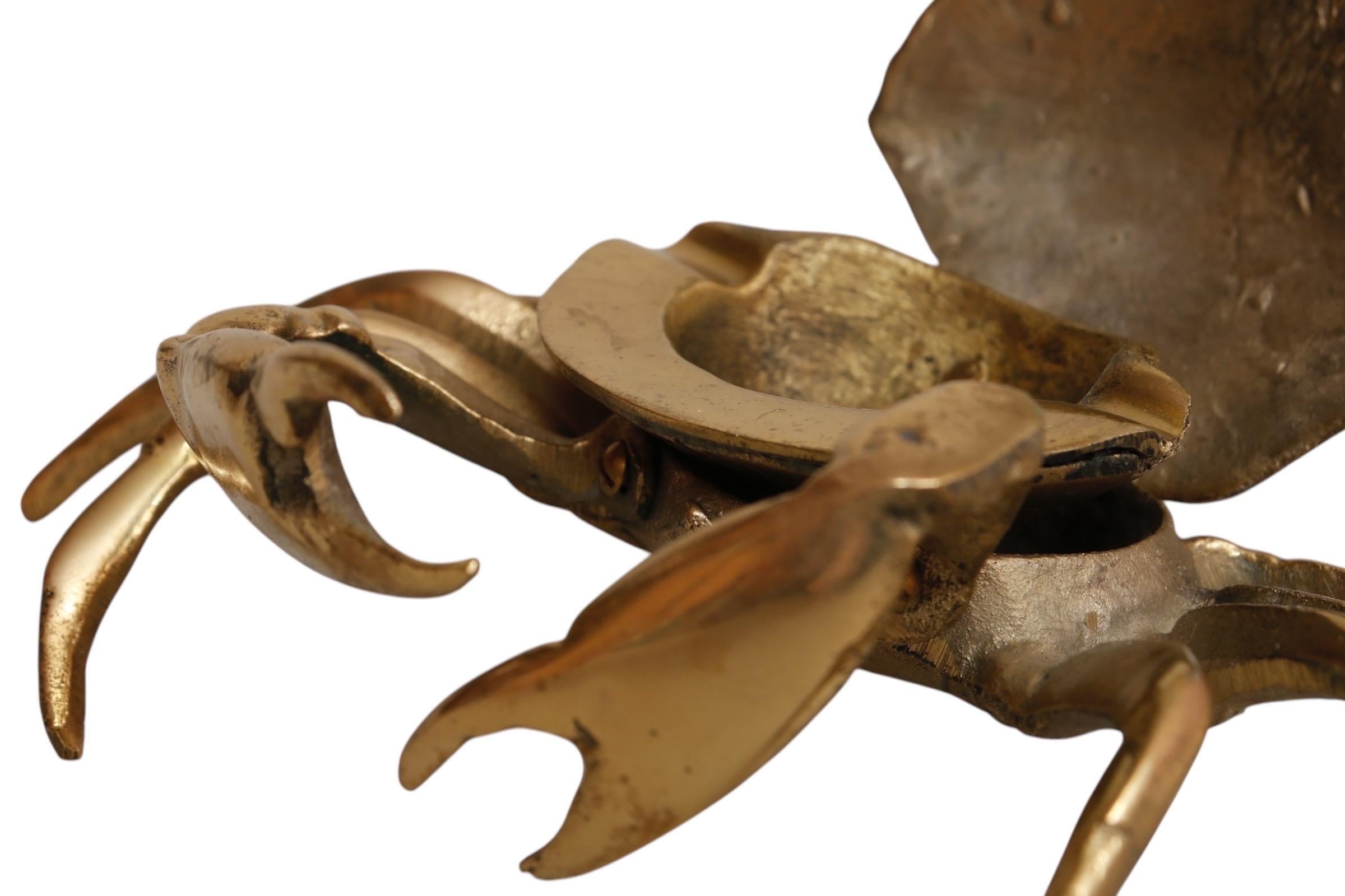 Solid Brass Blue Crab Ashtray 5