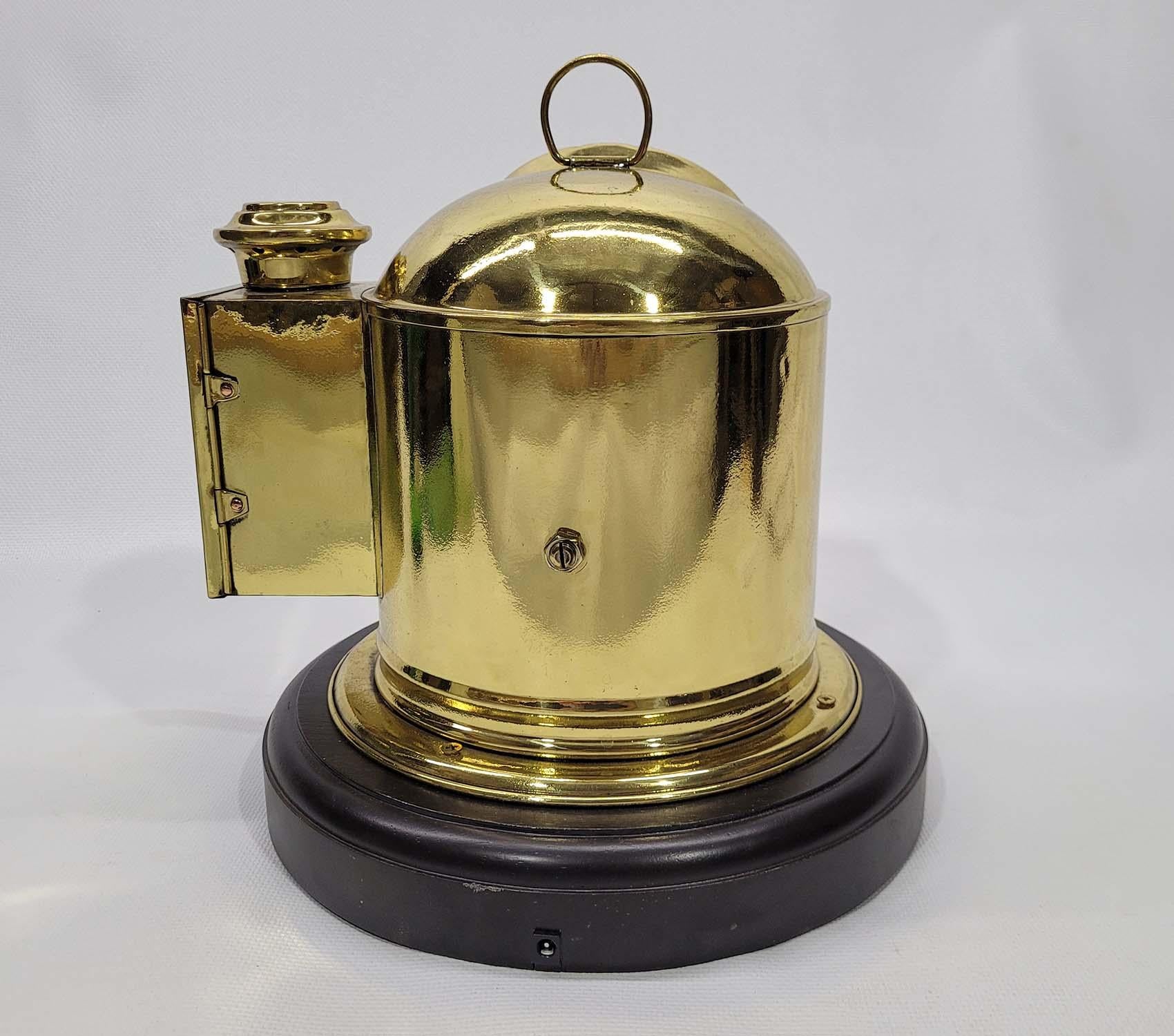 Solid Brass Boat Compass Binnacle In Good Condition In Norwell, MA