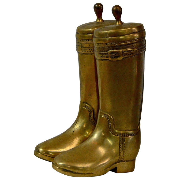 Solid Brass Boot Bookends at 1stDibs