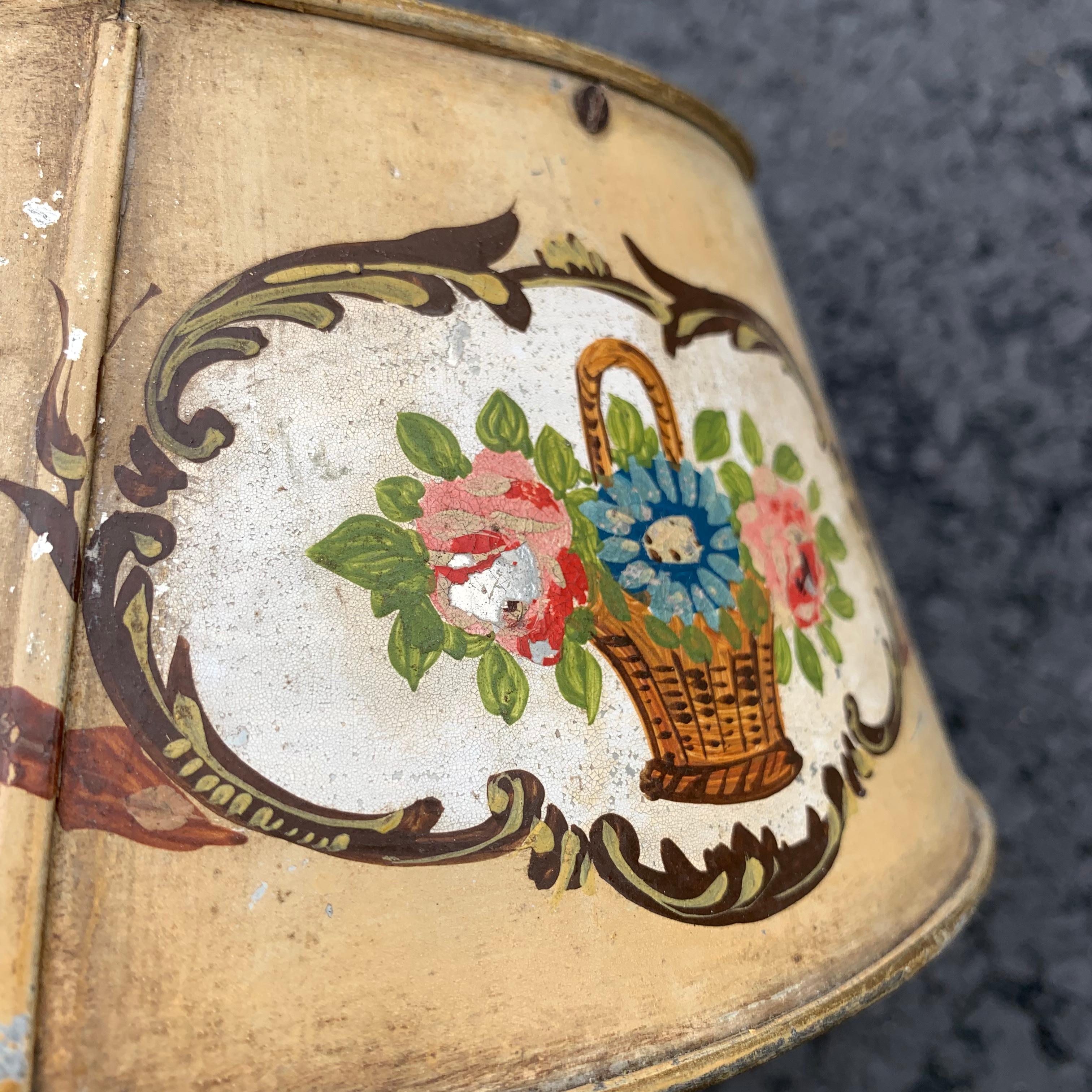 Hand-Painted Solid Brass Bouillotte Lamp with Heart Decorated Lever For Sale