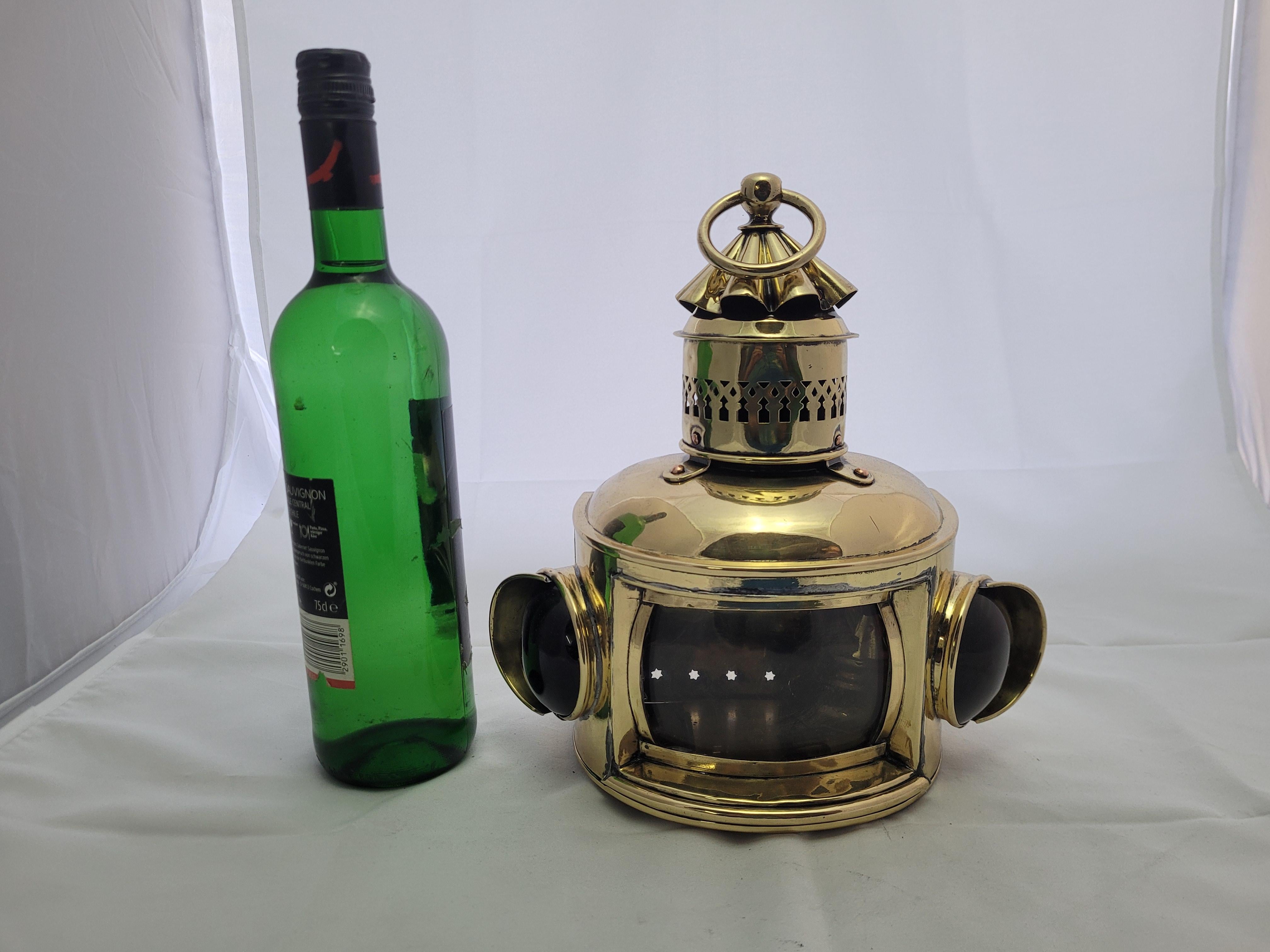 North American Solid Brass Bow Lantern from a Yacht For Sale