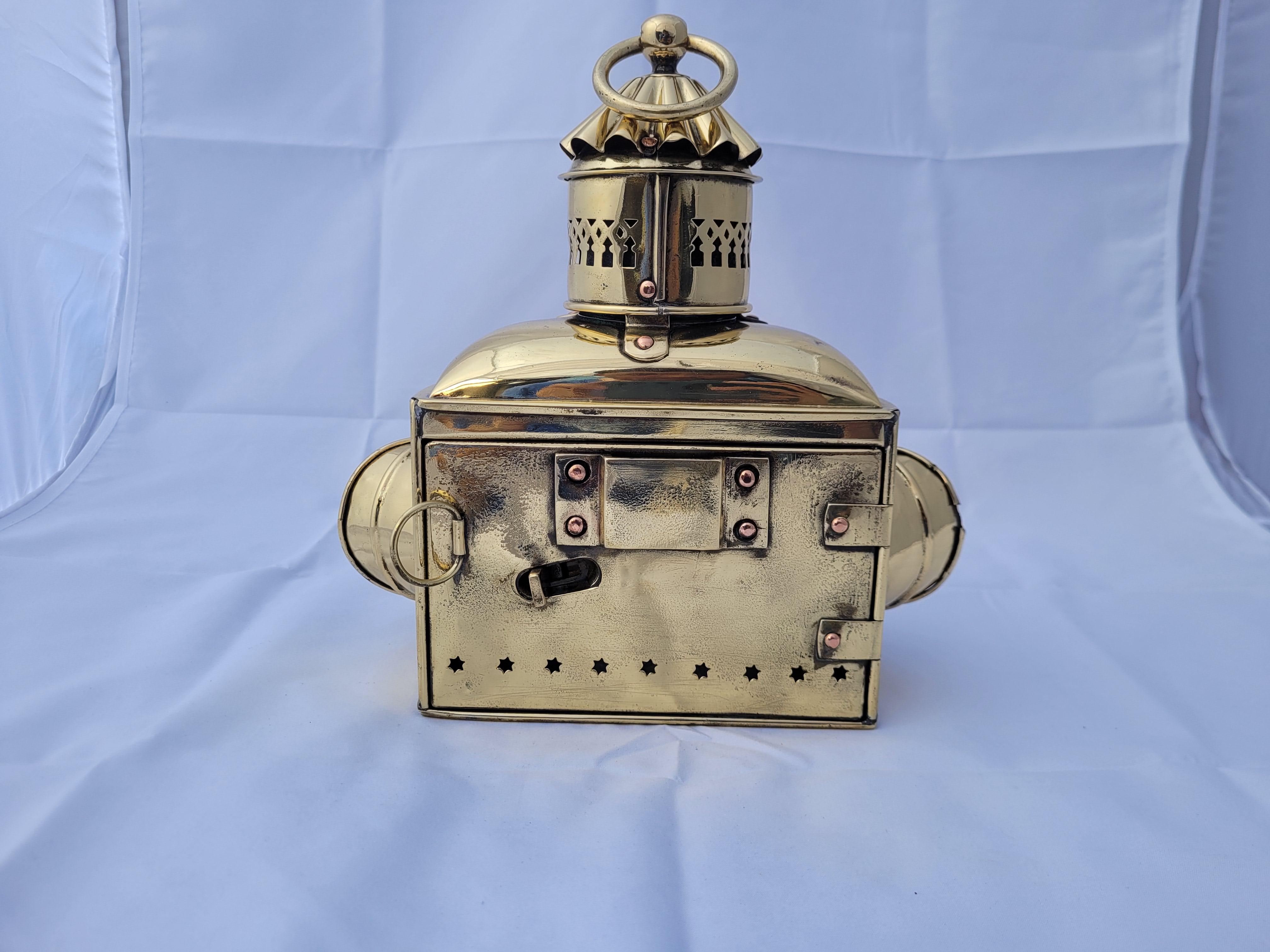 Mid-20th Century Solid Brass Bow Lantern from a Yacht For Sale