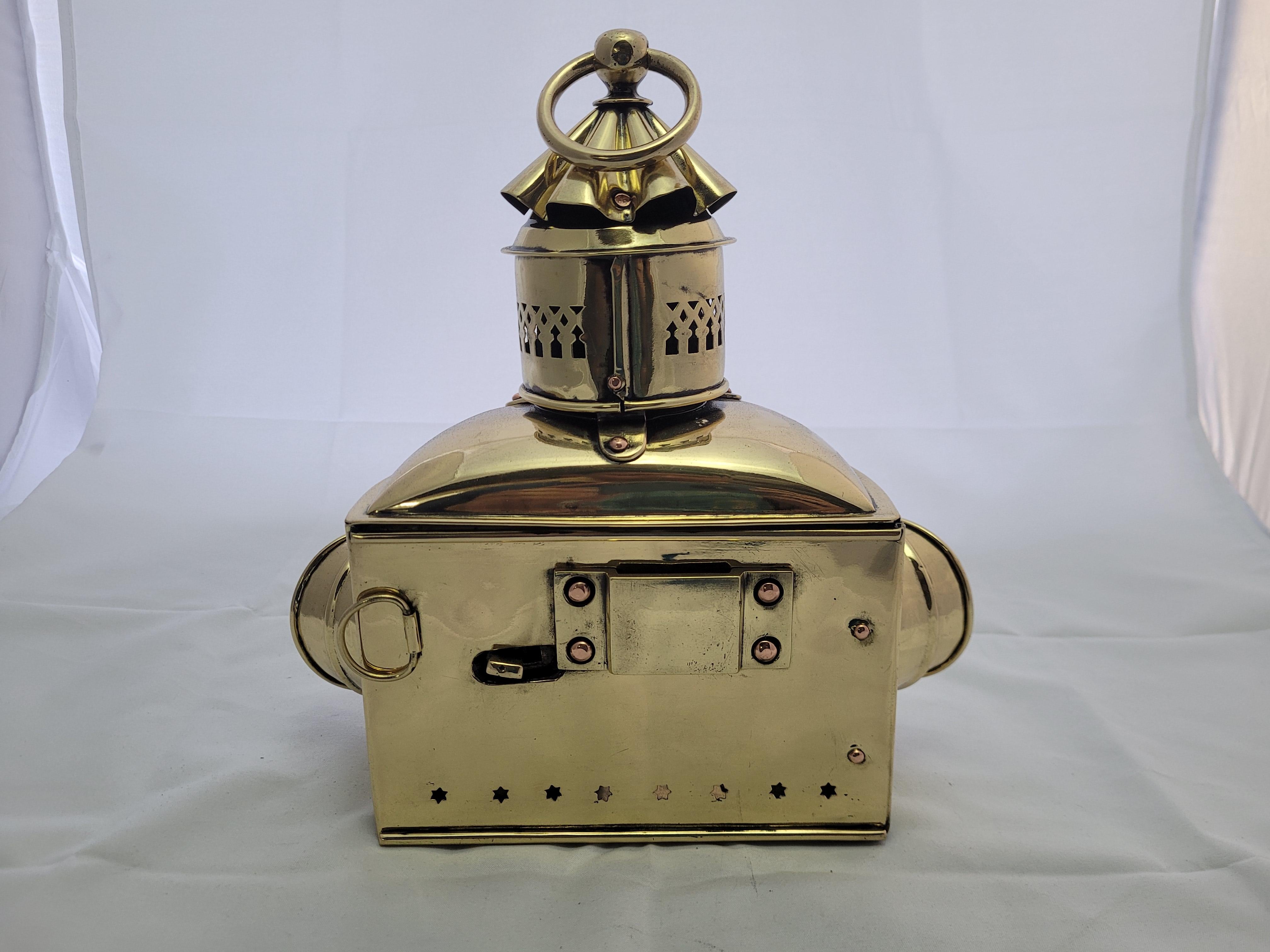 Mid-20th Century Solid Brass Bow Lantern from a Yacht For Sale