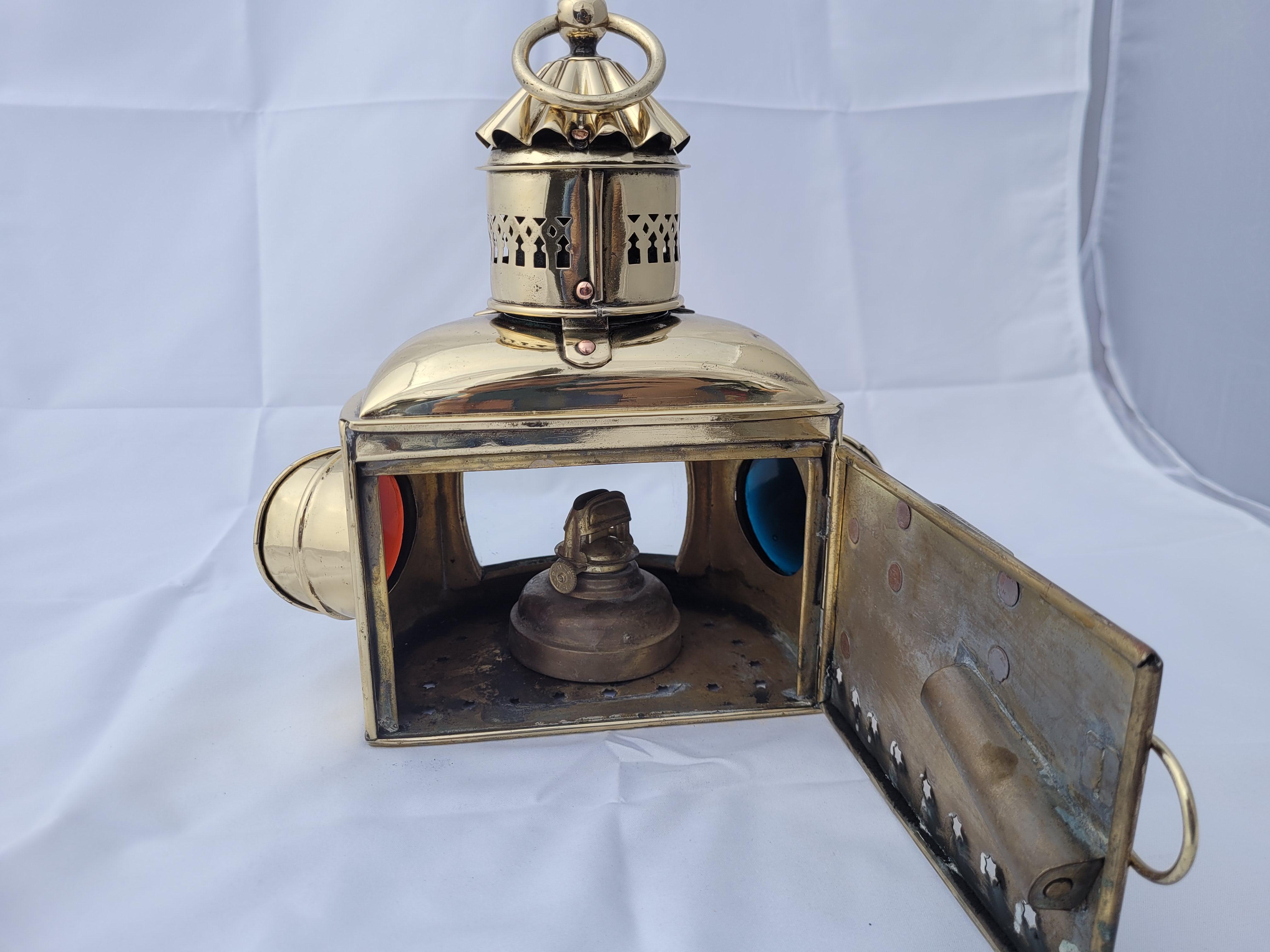 Solid Brass Bow Lantern from a Yacht For Sale 1