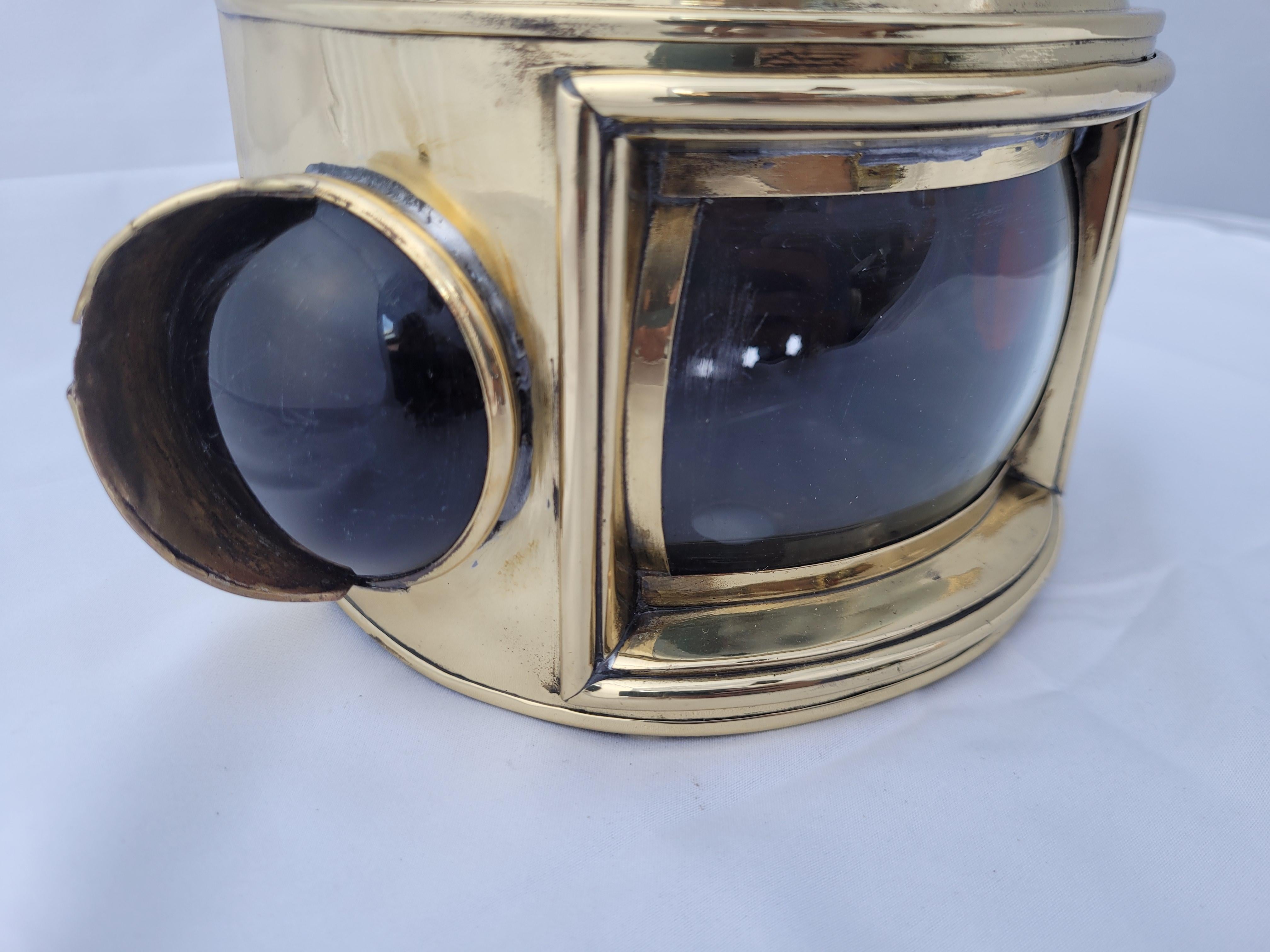 Solid Brass Bow Lantern from a Yacht For Sale 2