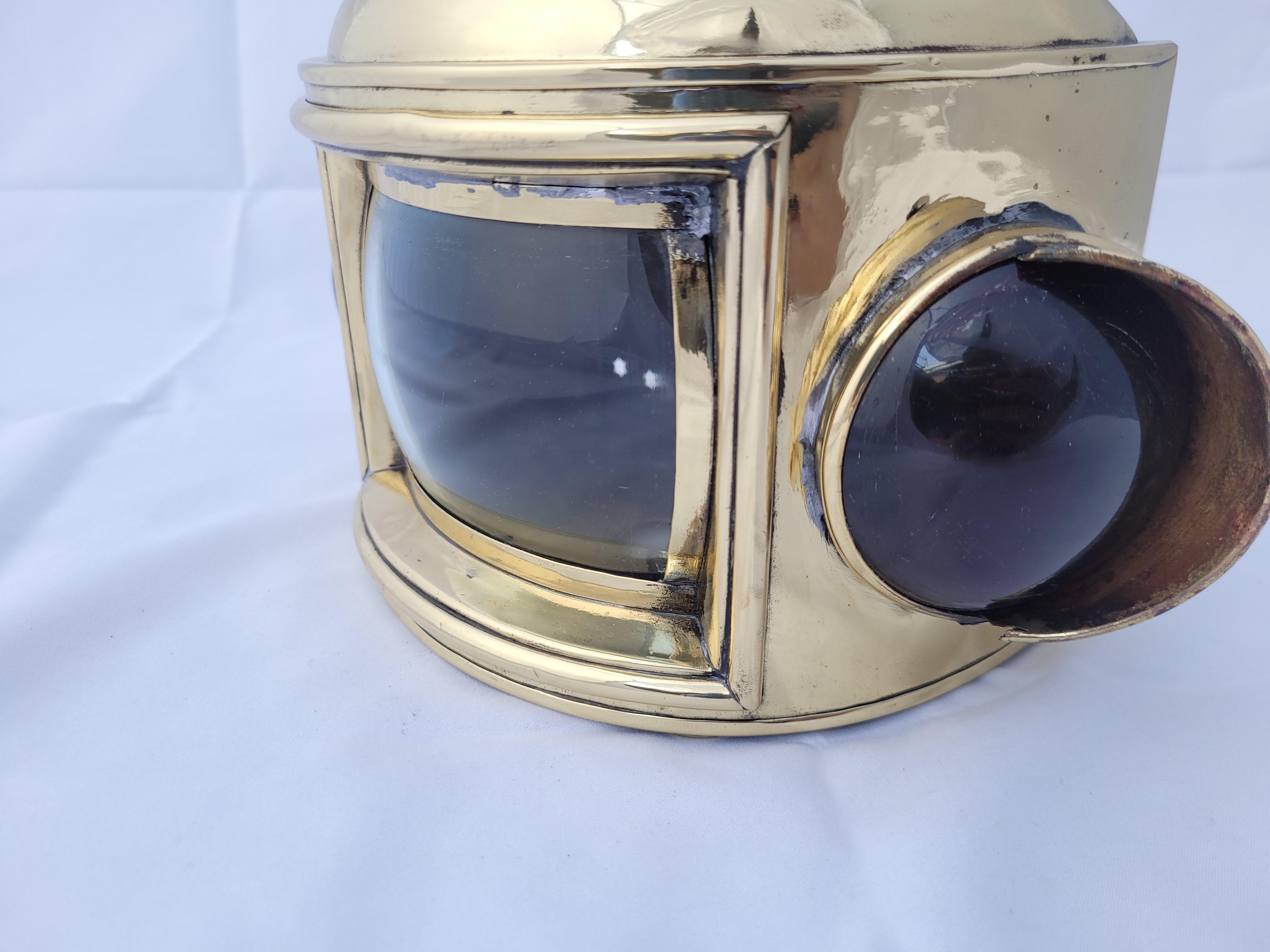 Solid Brass Bow Lantern from a Yacht For Sale 3