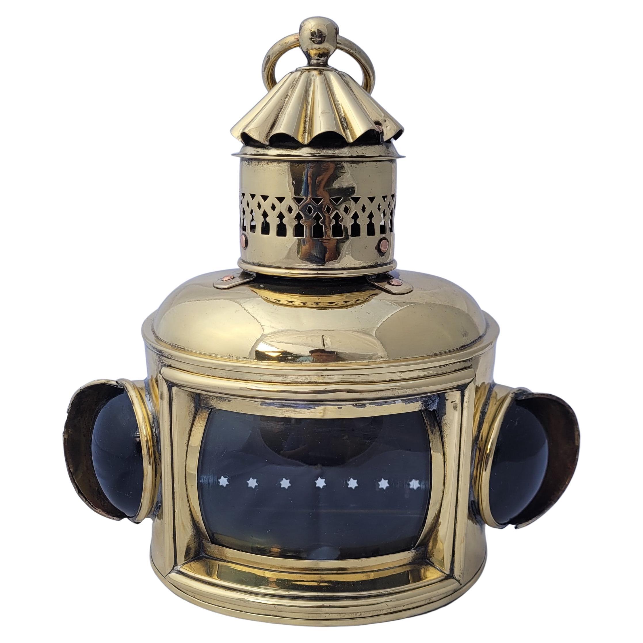 Solid Brass Bow Lantern from a Yacht For Sale