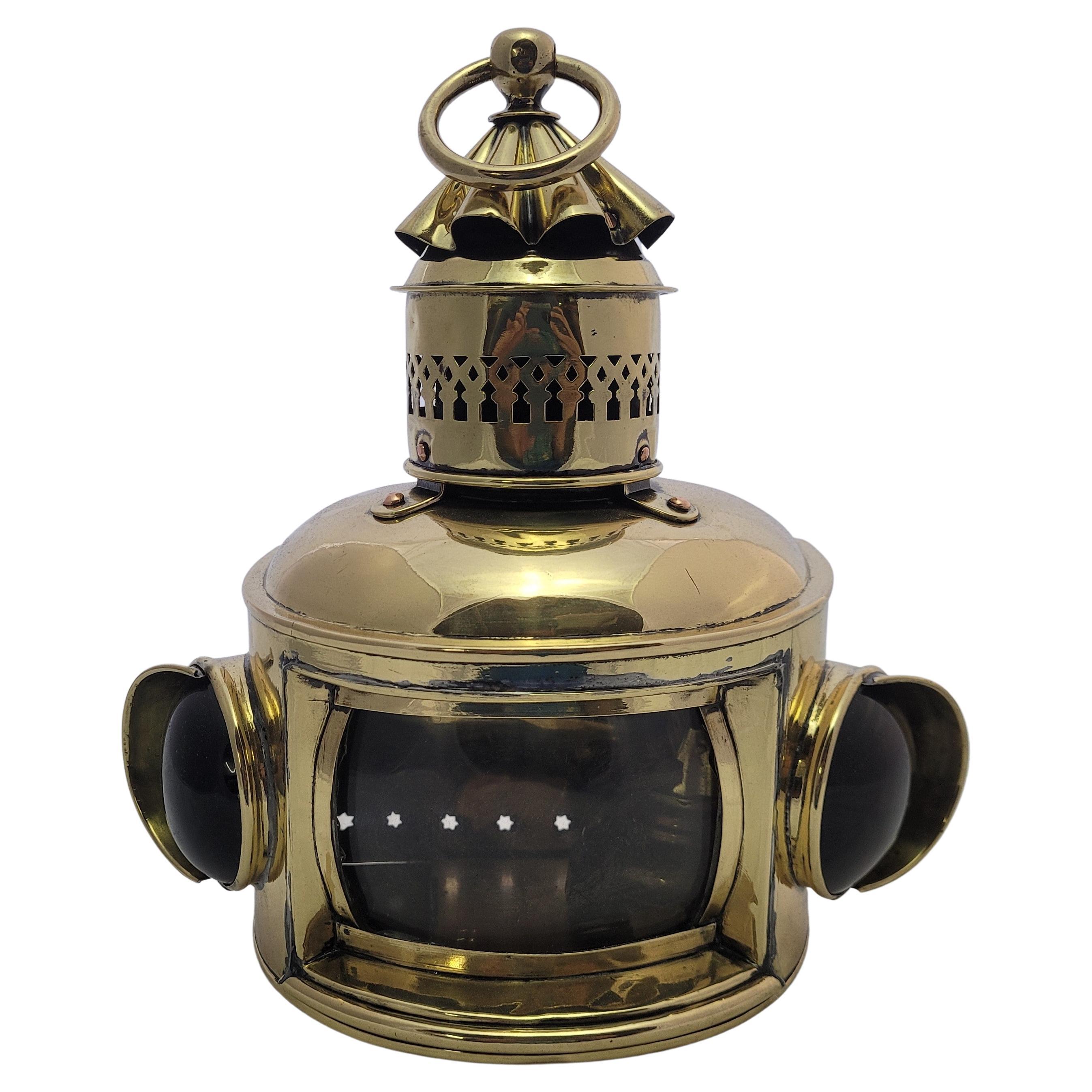 Solid Brass Bow Lantern from a Yacht For Sale