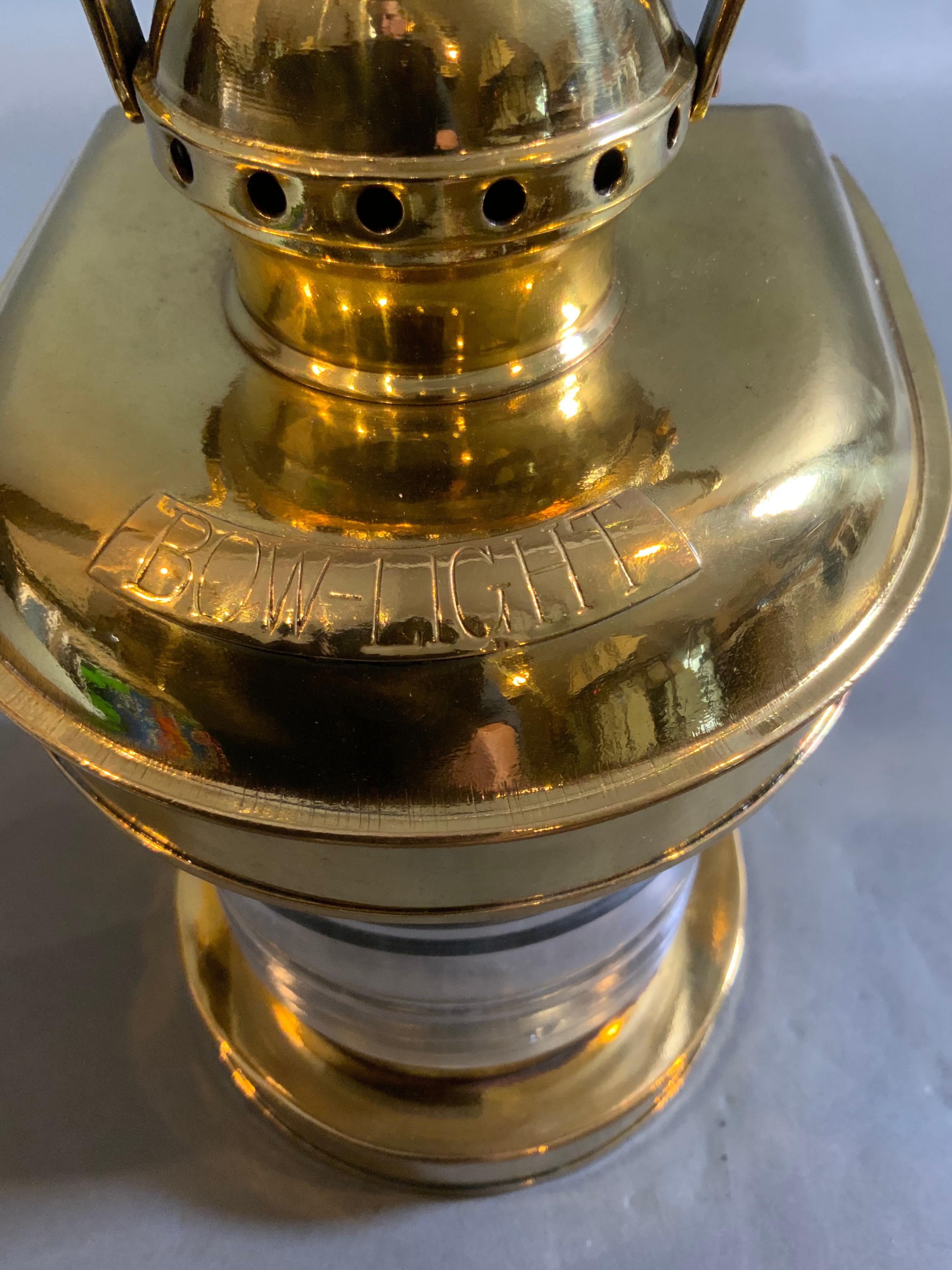 Late 19th Century Solid Brass Bowlight Boat Lantern For Sale