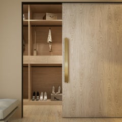 Handcrafted Art Deco Solid Brass Door Pull with Architectural Design