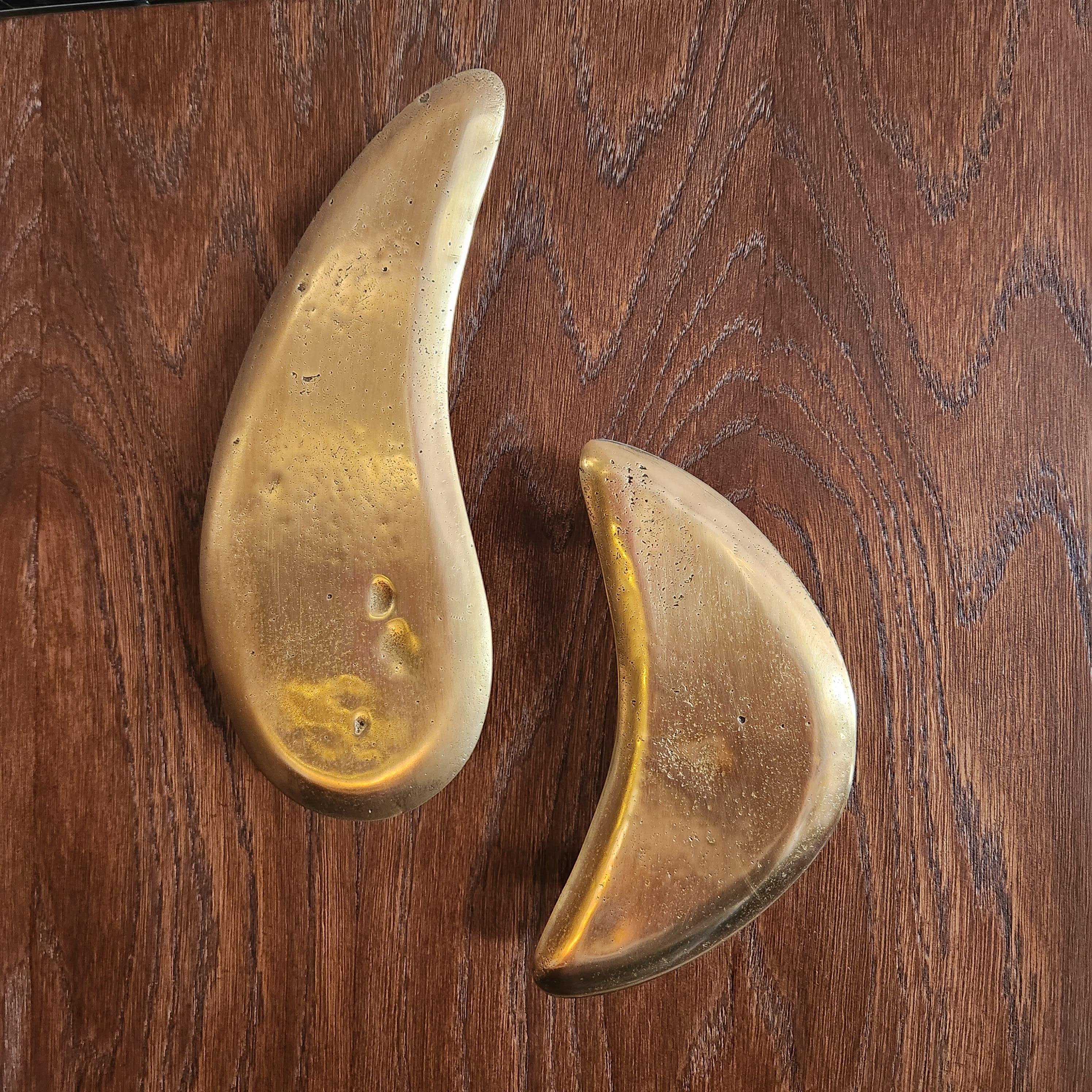 Organic Modern Solid Brass Cabinet Handle 16 & 11 cm For Sale