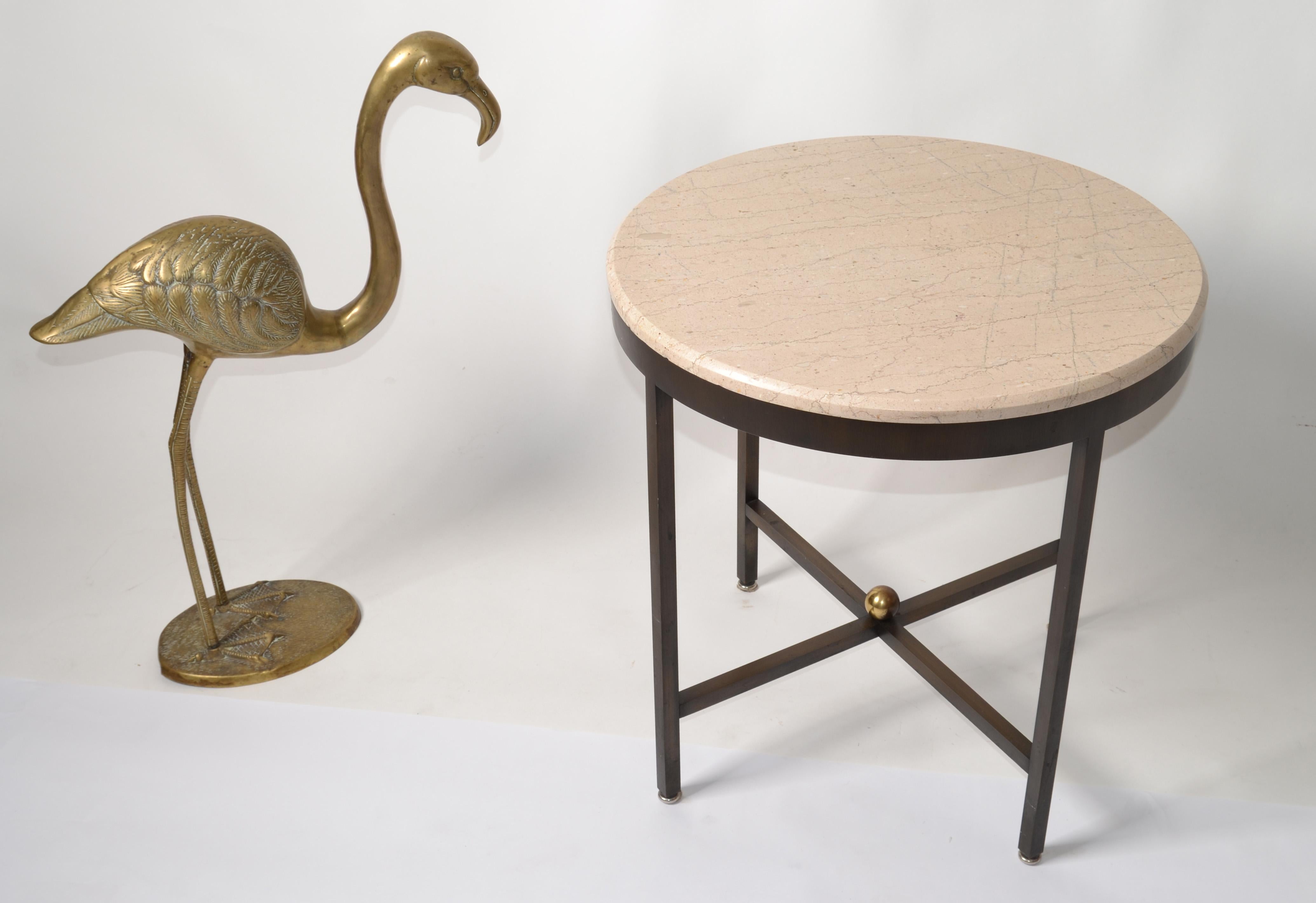 Solid Brass Carved Flamingo Life-Size Animal Sculpture Outdoor Indoor Asian 1960 In Good Condition For Sale In Miami, FL